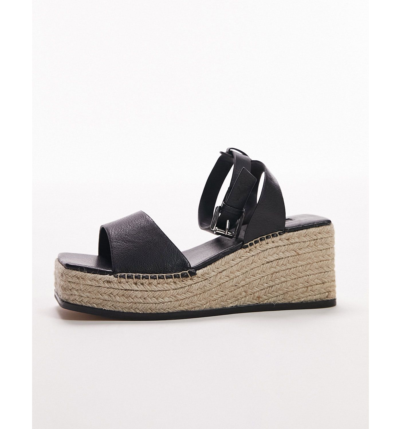 Topshop Wide Fit Jessie platform two part sandal in black