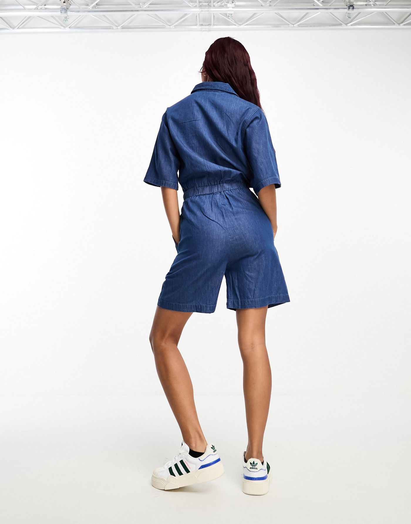 French Connection belted playsuit in chambray blue