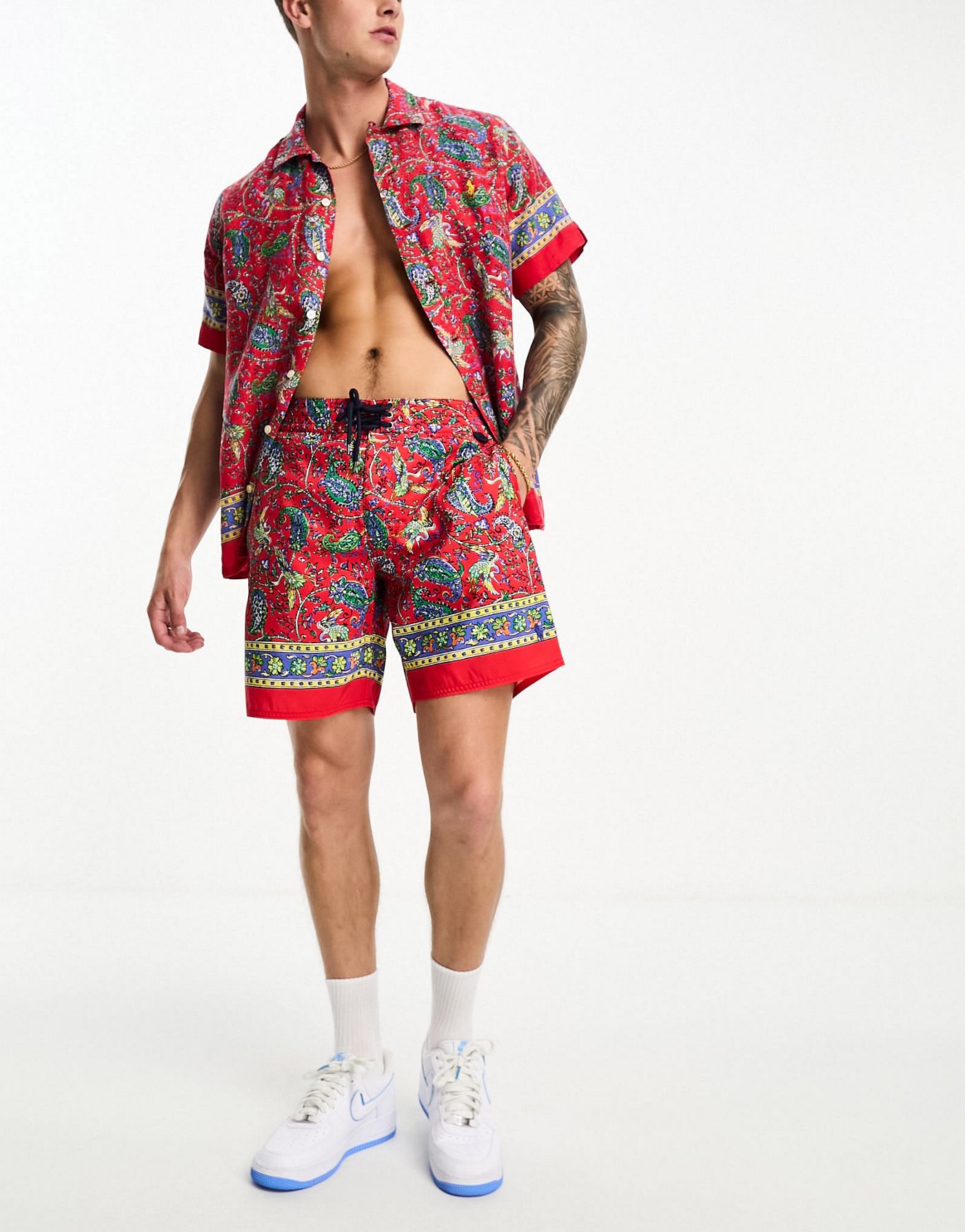 Polo Ralph Lauren Traveler paisley print board shorts in red CO-ORD