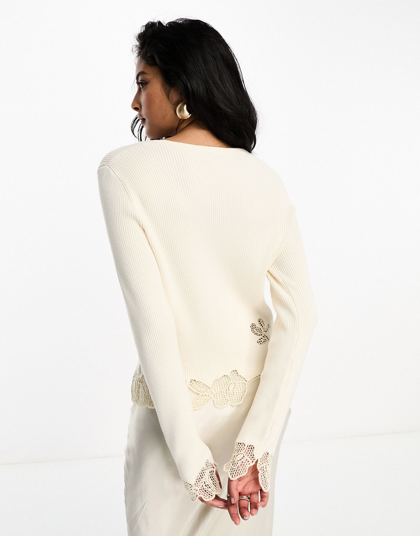 & Other Stories embroidered tie detail cardigan in off white