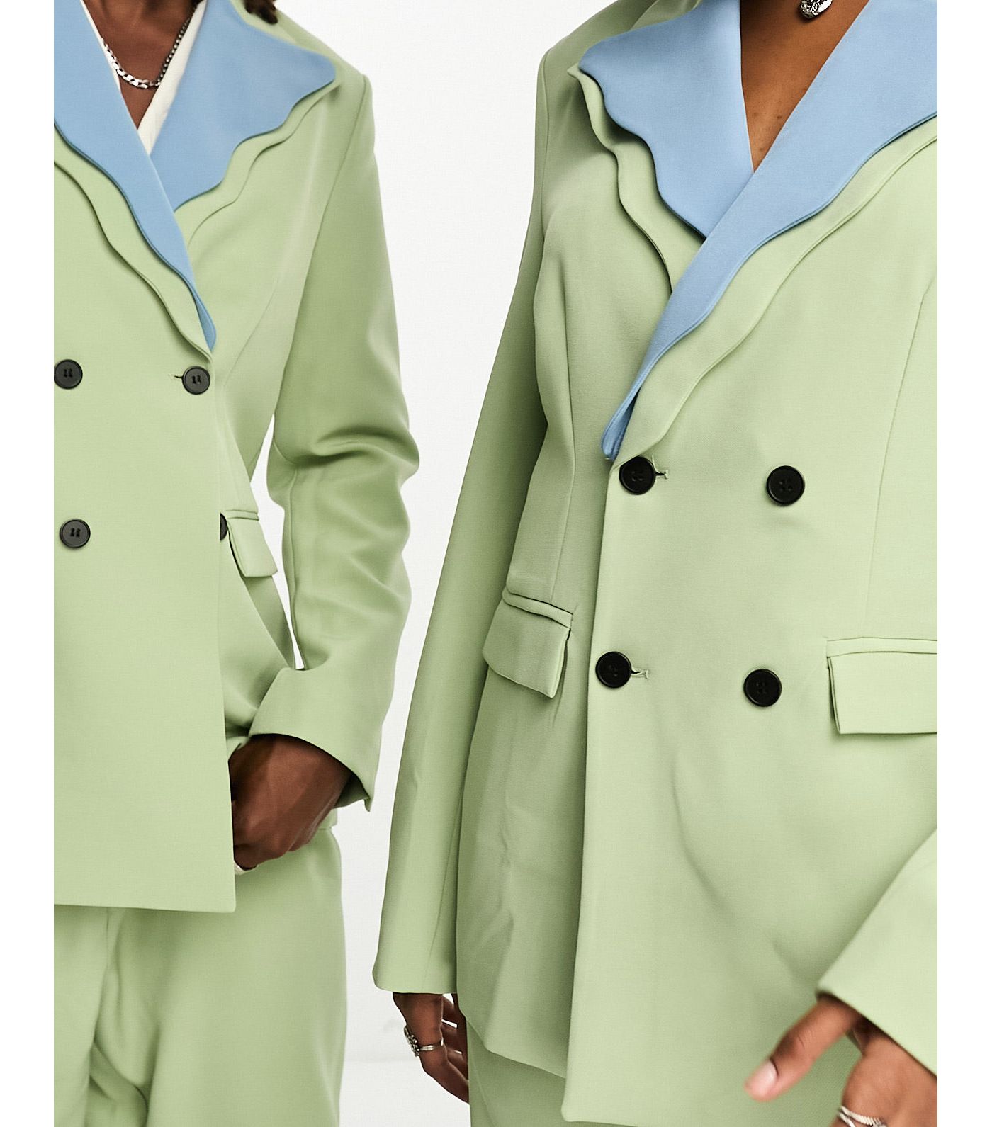 Sister Jane Unisex double breasted blazer suit co-ord in sage