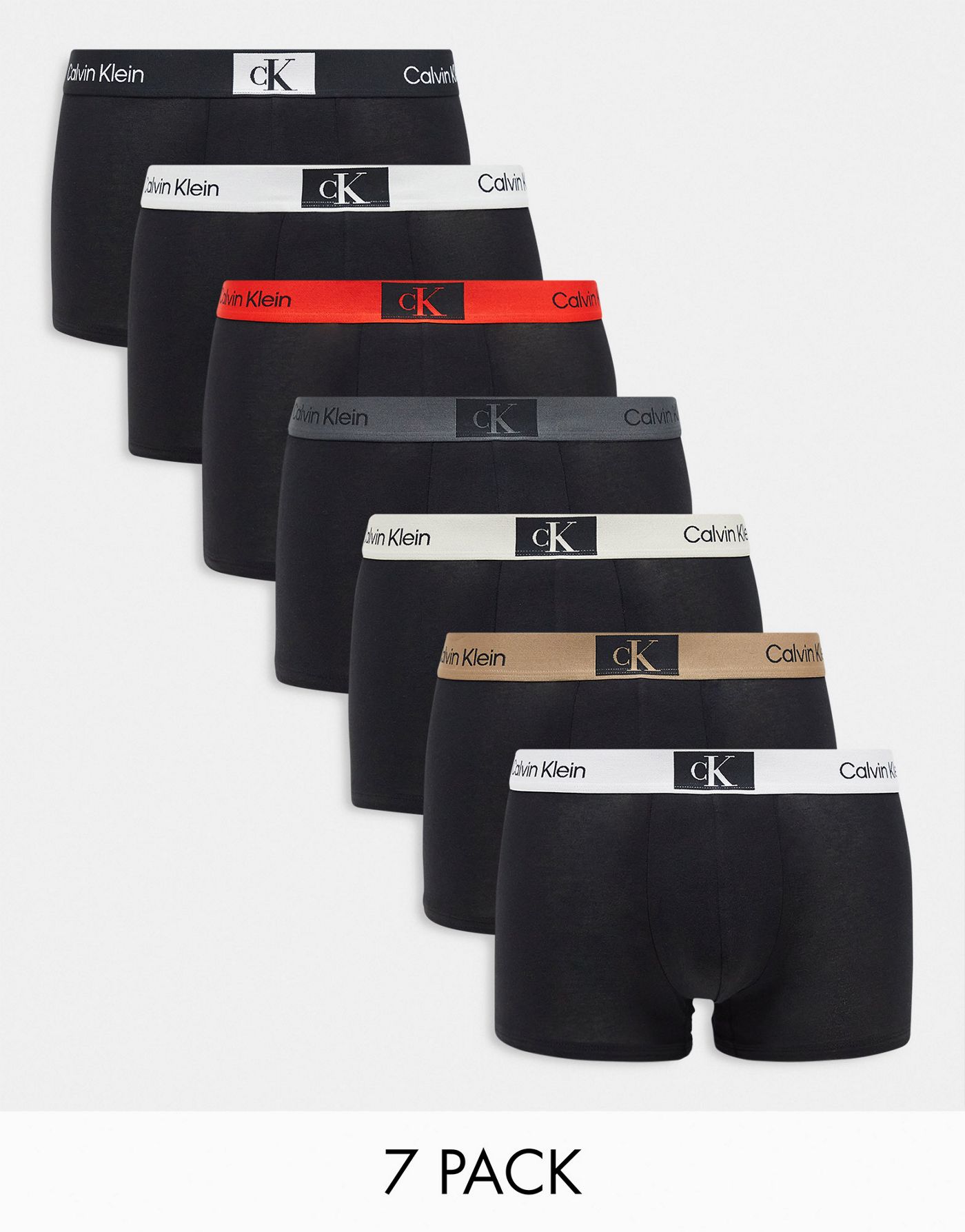 Calvin Klein CK 96 7 pack cotton trunks in black