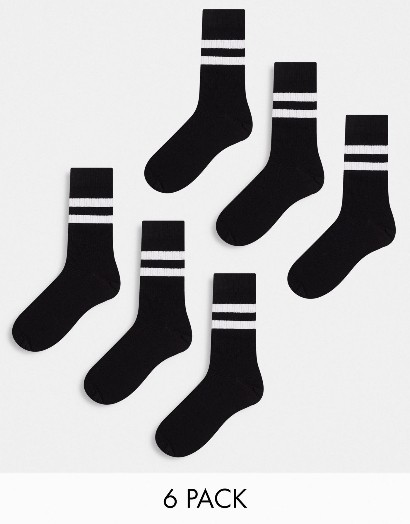 ASOS DESIGN 5 pack striped sport socks in black