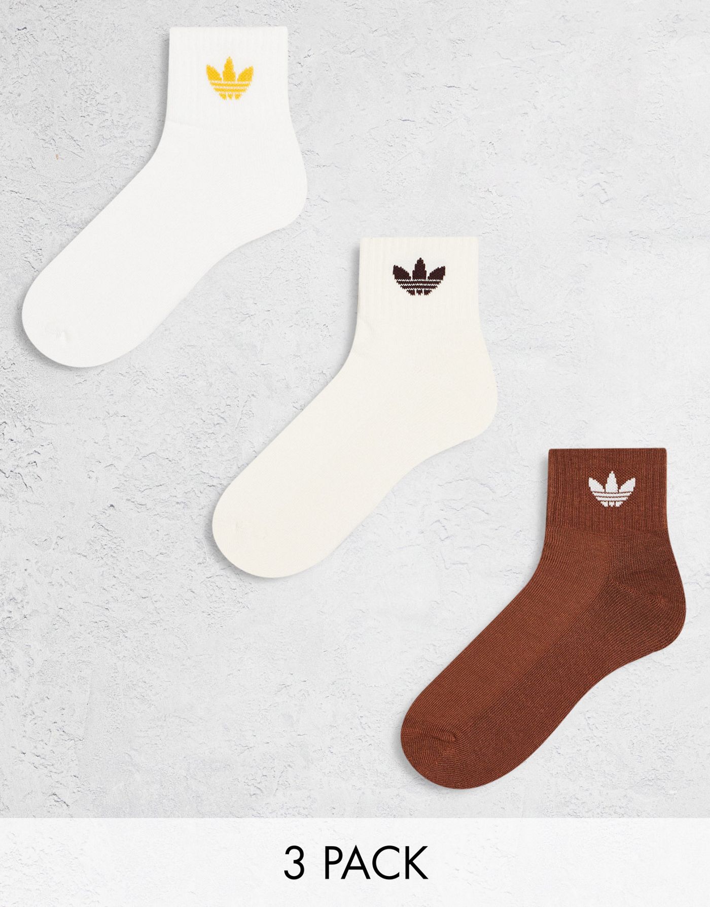 adidas Originals mid ankle socks in brown/beige/white