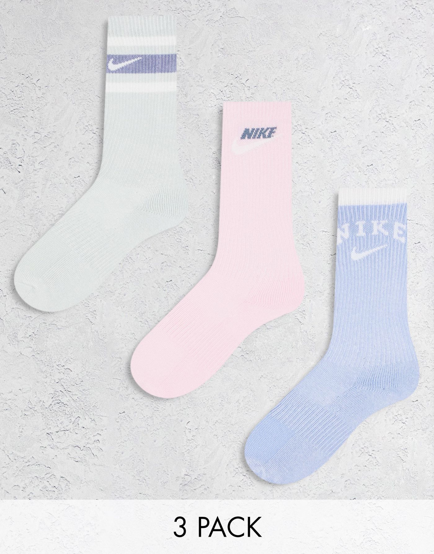 Nike Training Everyday Plus 3-pack retro socks in silver, cobalt and pink