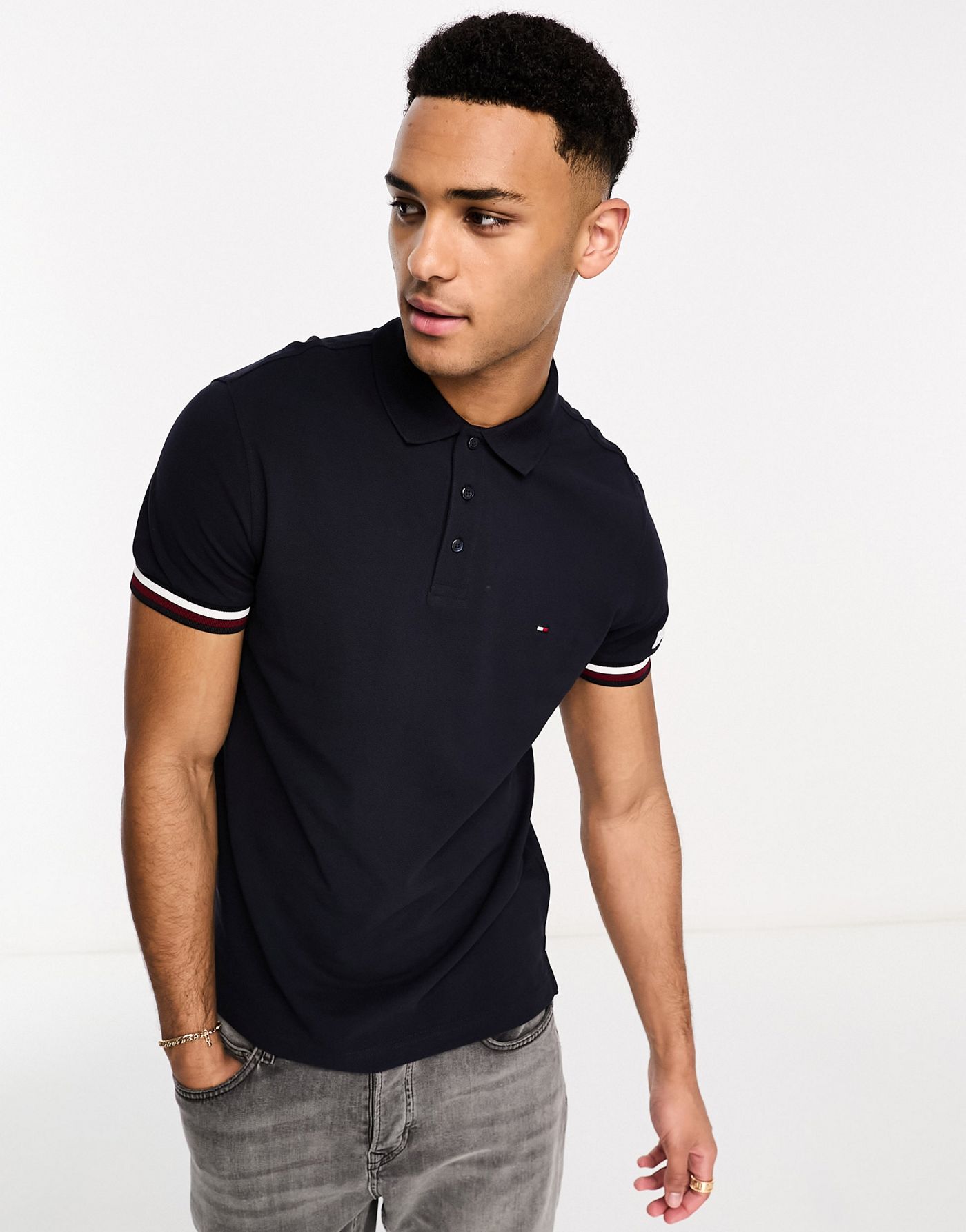 Tommy Hilfiger monotype slim fit polo in blue