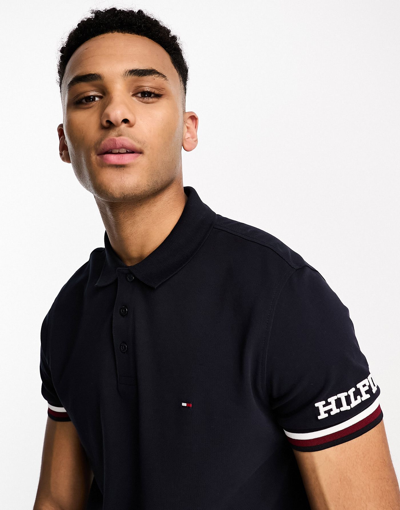 Tommy Hilfiger monotype slim fit polo in blue