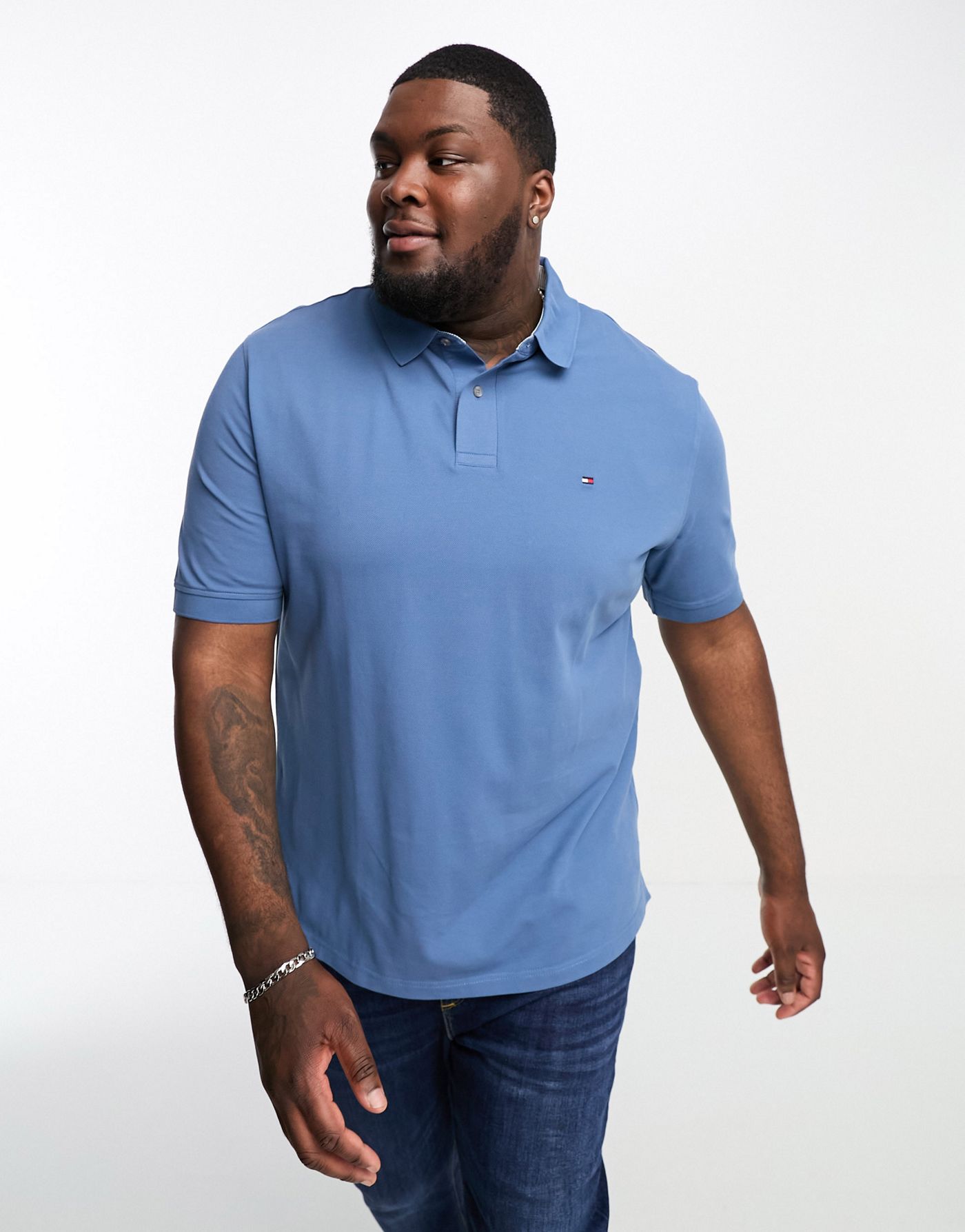 Tommy Hilfiger Big & Tall regular fit polo top in light blue