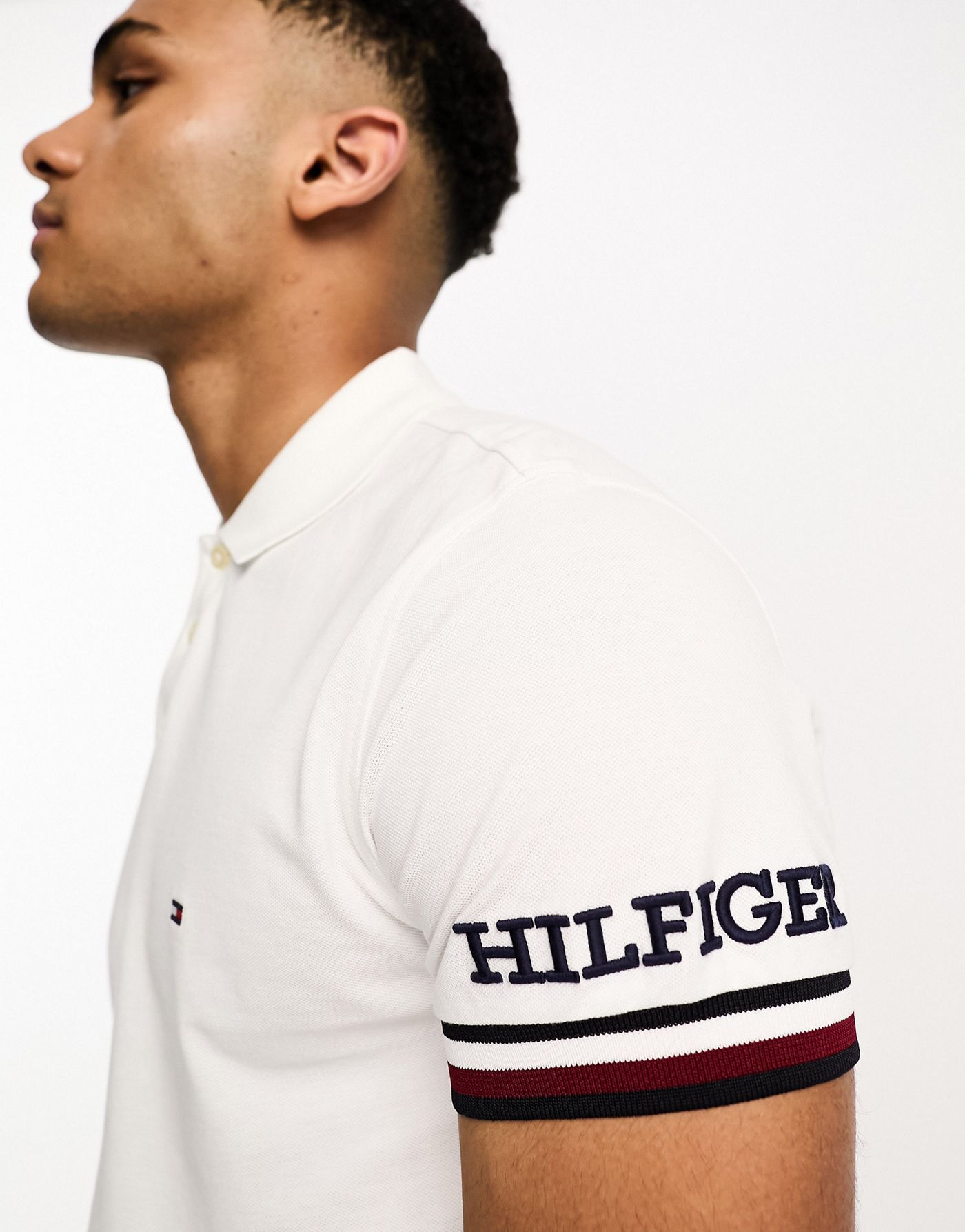 Tommy Hilfiger monotype slim fit polo in white