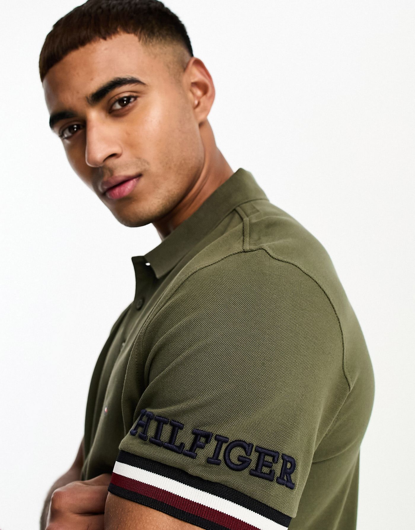 Tommy Hilfiger monotype slim fit polo in khaki