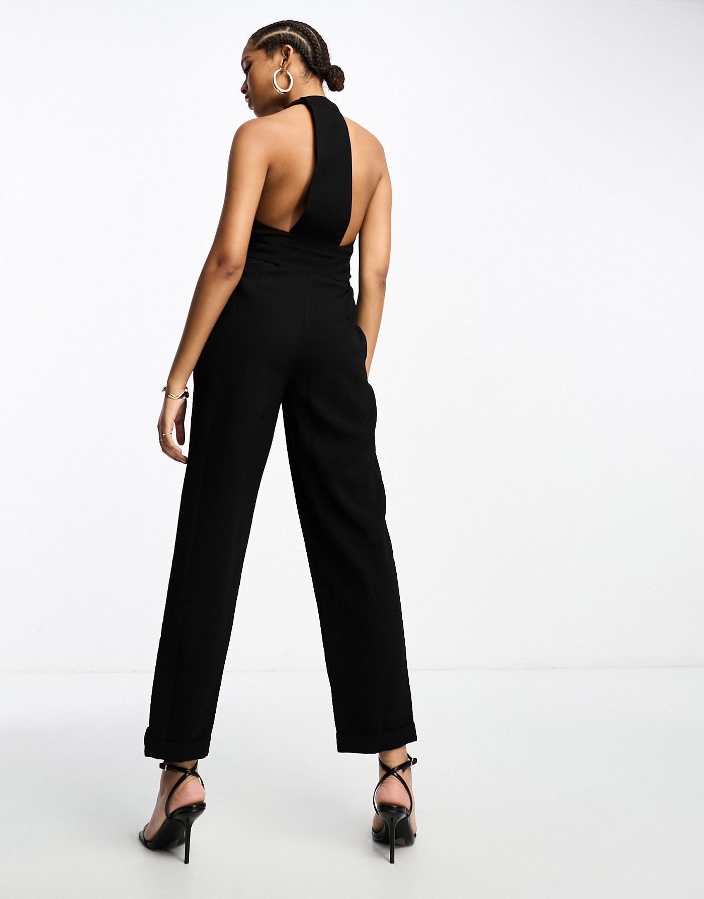 Never Fully Dressed tailored wrap jumpsuit in black