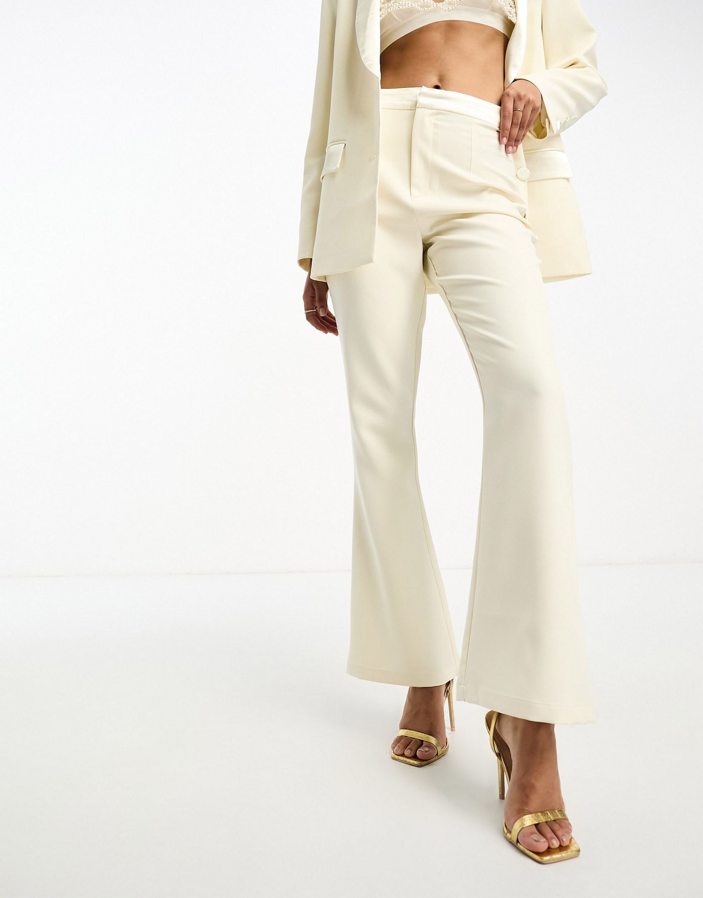 Never Fully Dressed Bridal tailored trouser suit co-ord in ivory