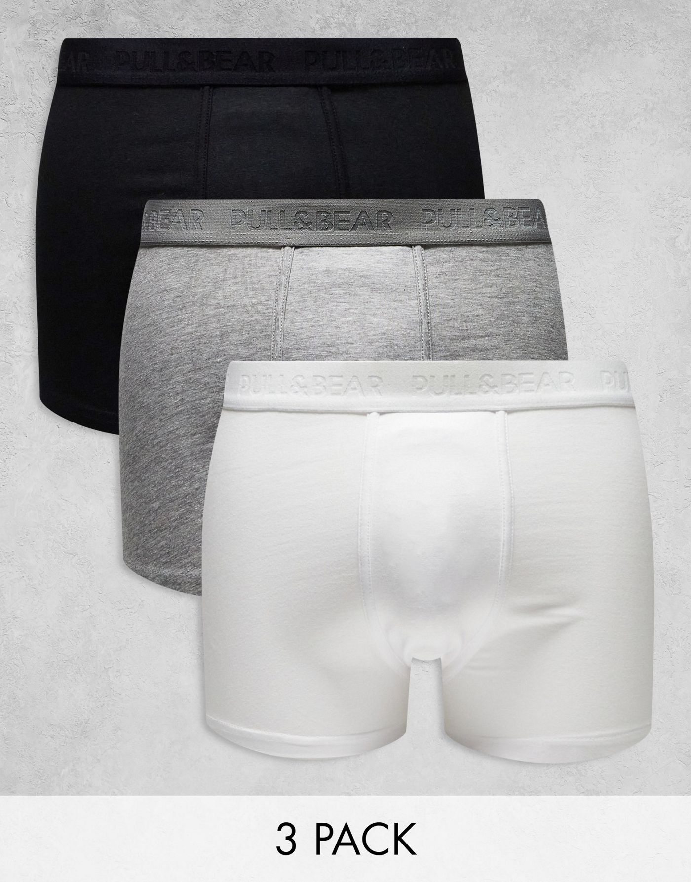 Pull&Bear 3 pack boxers with white/grey/black waistbands