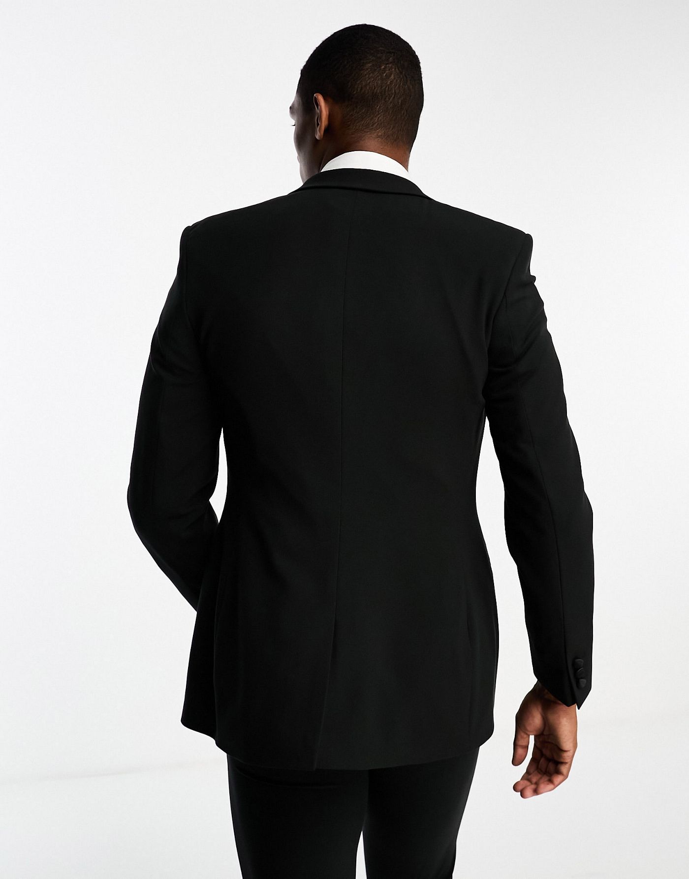 ASOS DESIGN super skinny tuxedo suit jacket in black