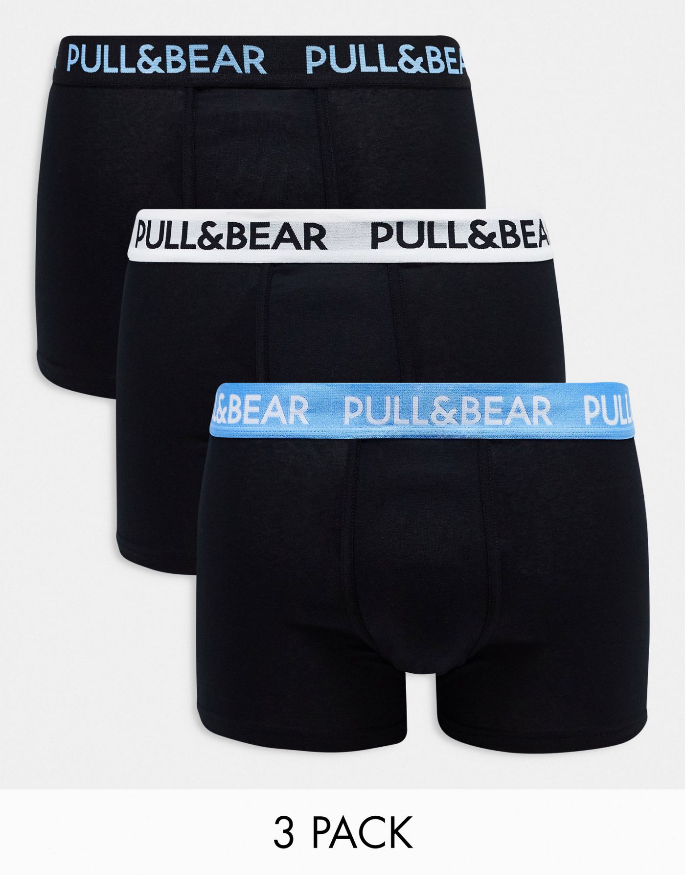 Pull&Bear 3 pack boxers with white/blue waistbands 