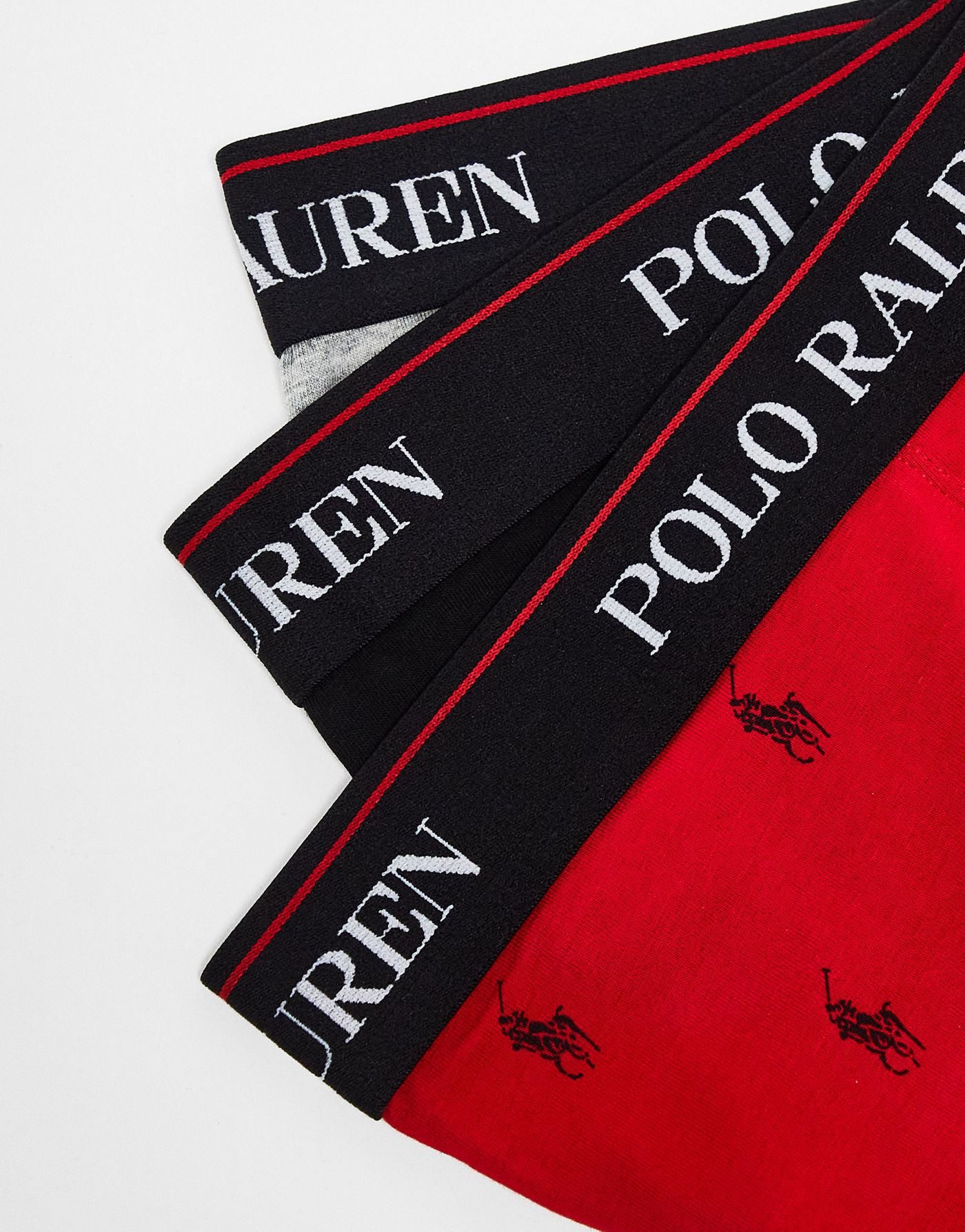 Polo Ralph Lauren 3 pack trunks grey red black with all over pony logo
