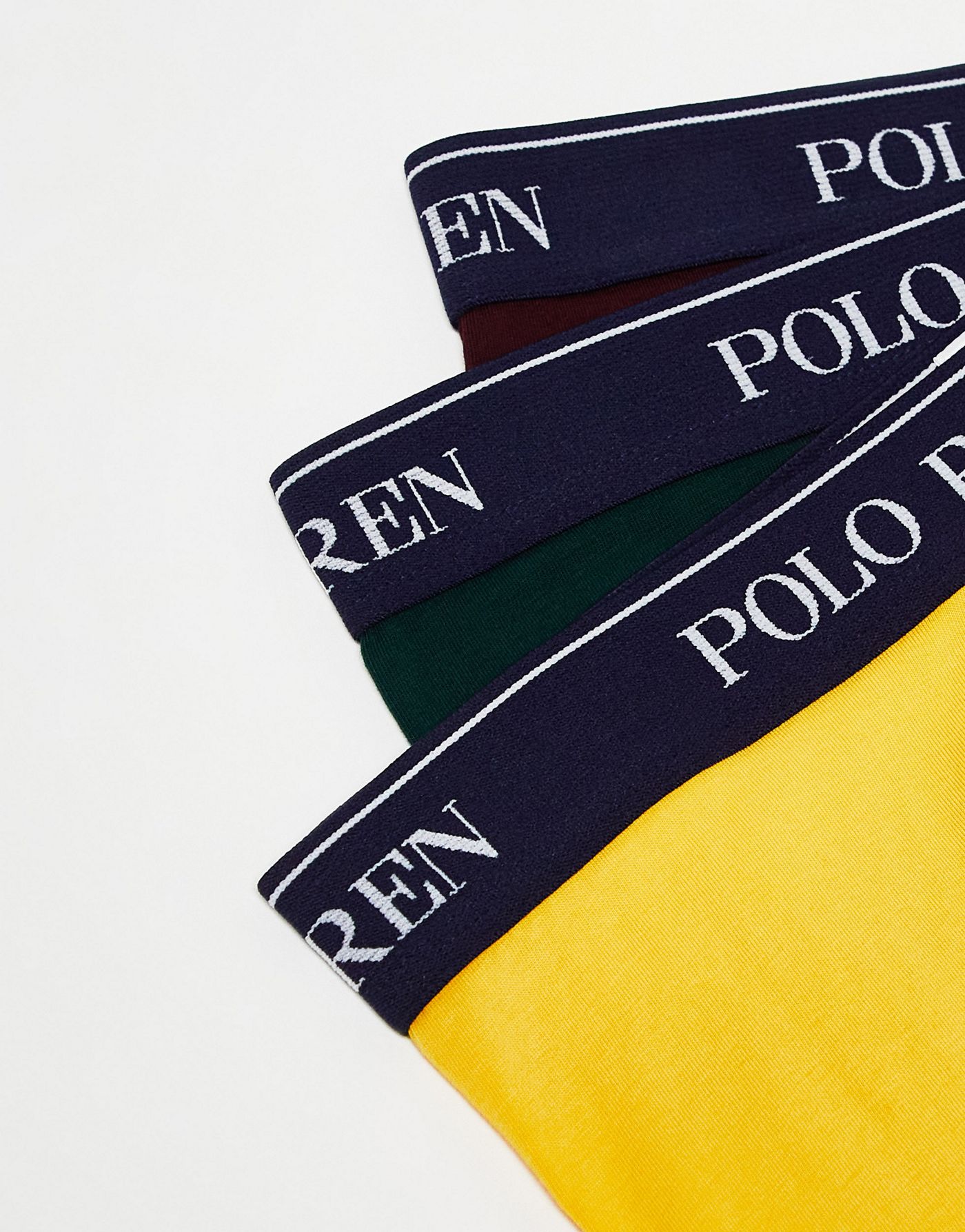 Polo Ralph Lauren 3 pack trunks in green burgundy yellow with logo waistband