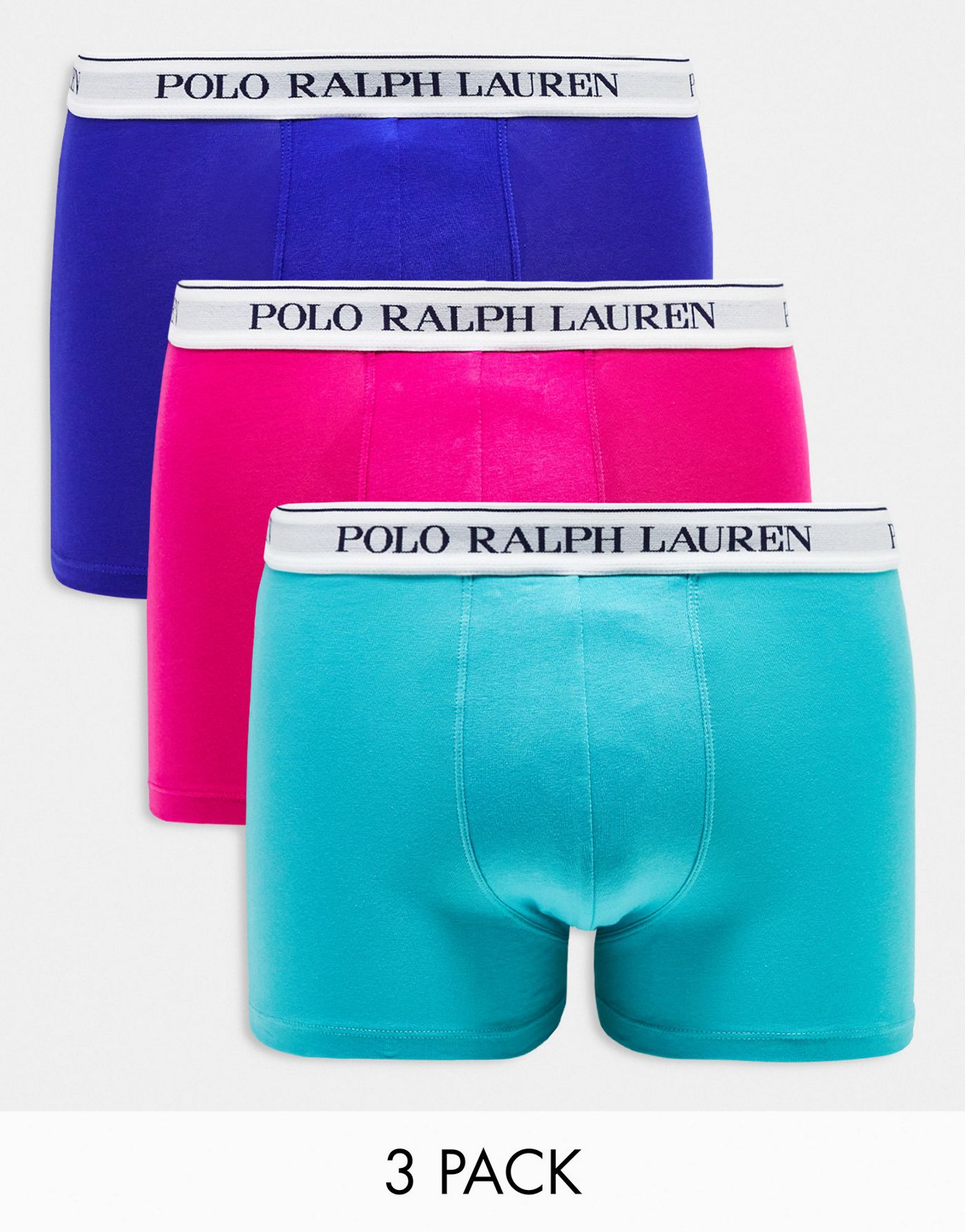 Polo Ralph Lauren 3 pack trunks pink blue purple with logo waistband