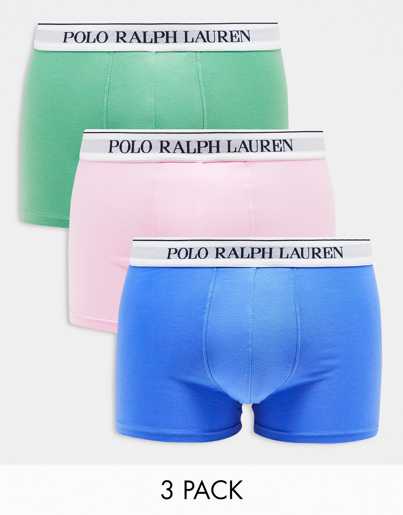 Polo Ralph Lauren 3 pack trunks green pink blue with logo waistband