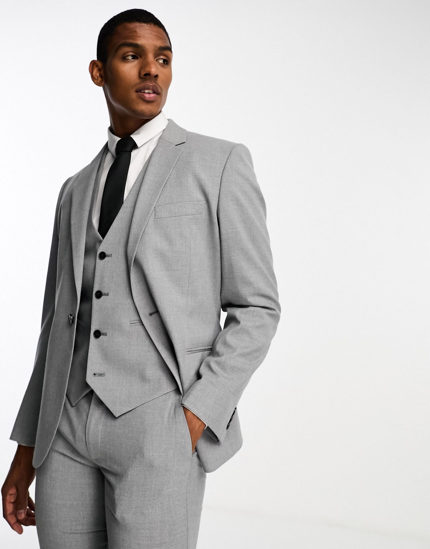 ASOS DESIGN slim suit jacket in grey