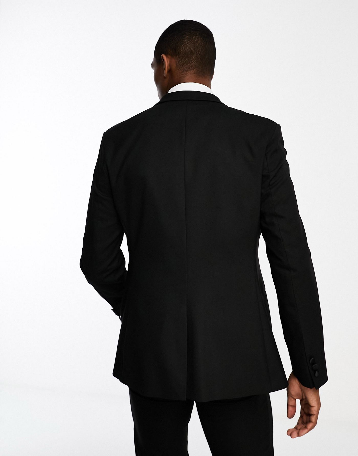 ASOS DESIGN slim tuxedo suit jacket in black
