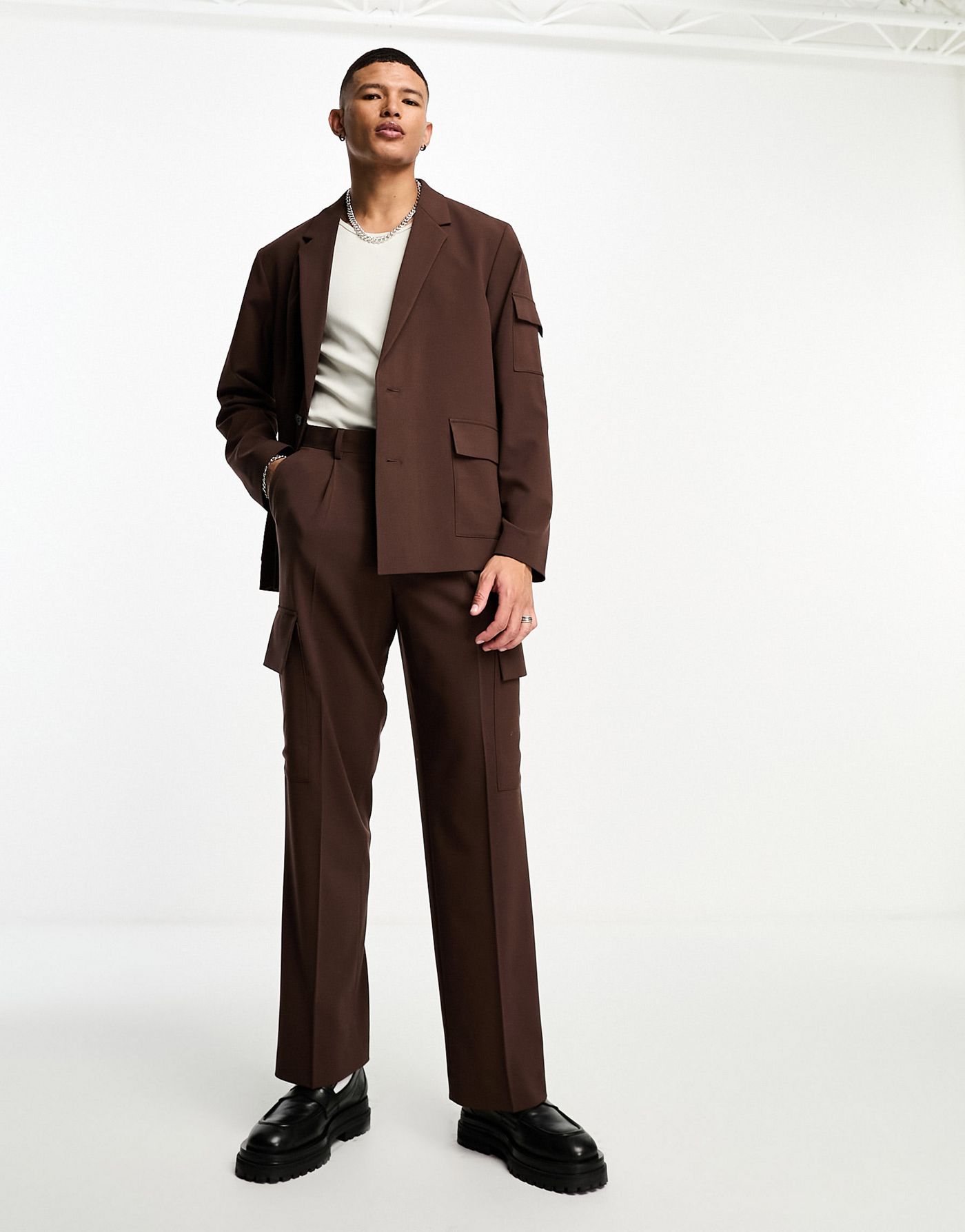 ASOS DESIGN oversized suit jacket in dark brown