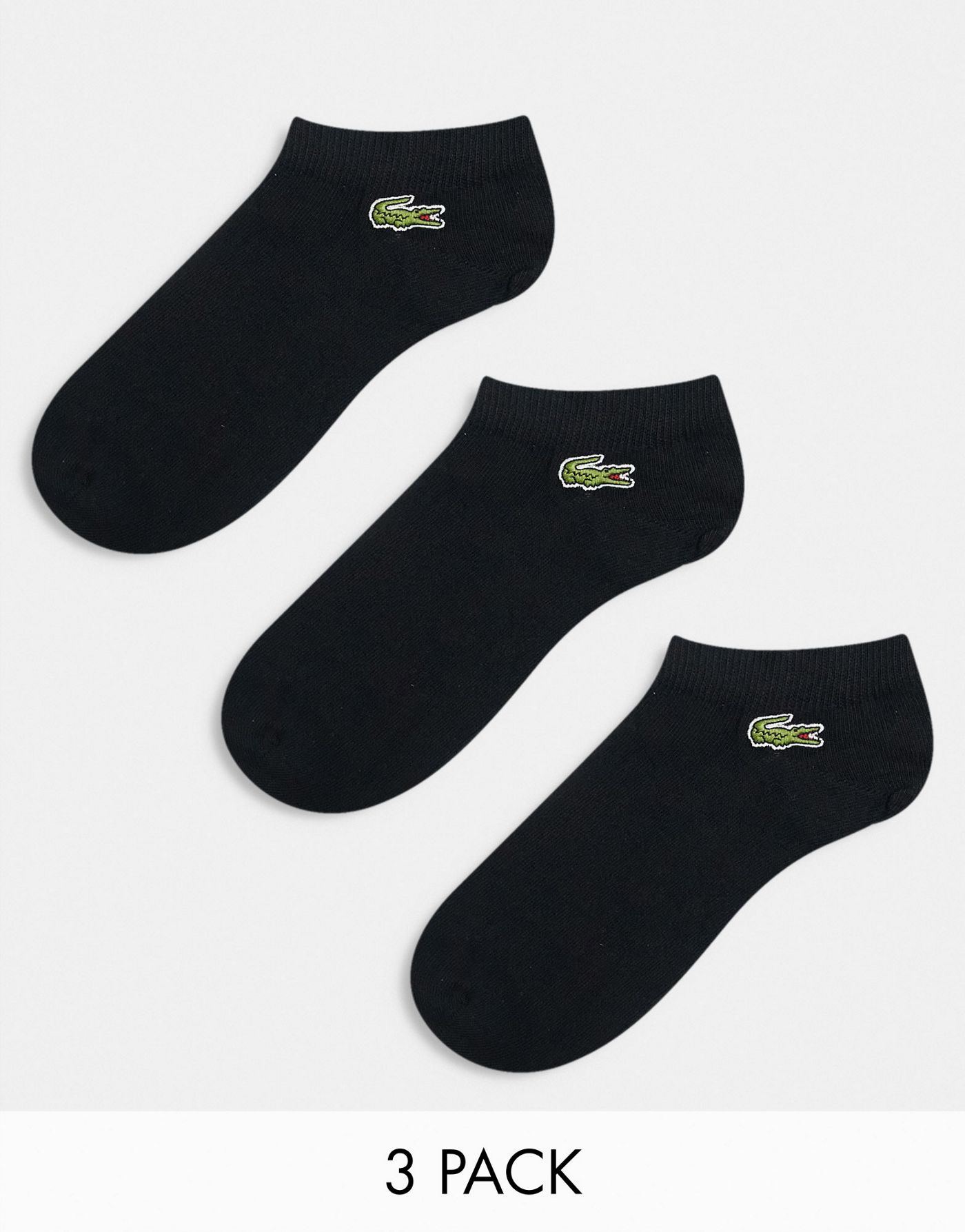 Lacoste 3 pack trainer socks in black