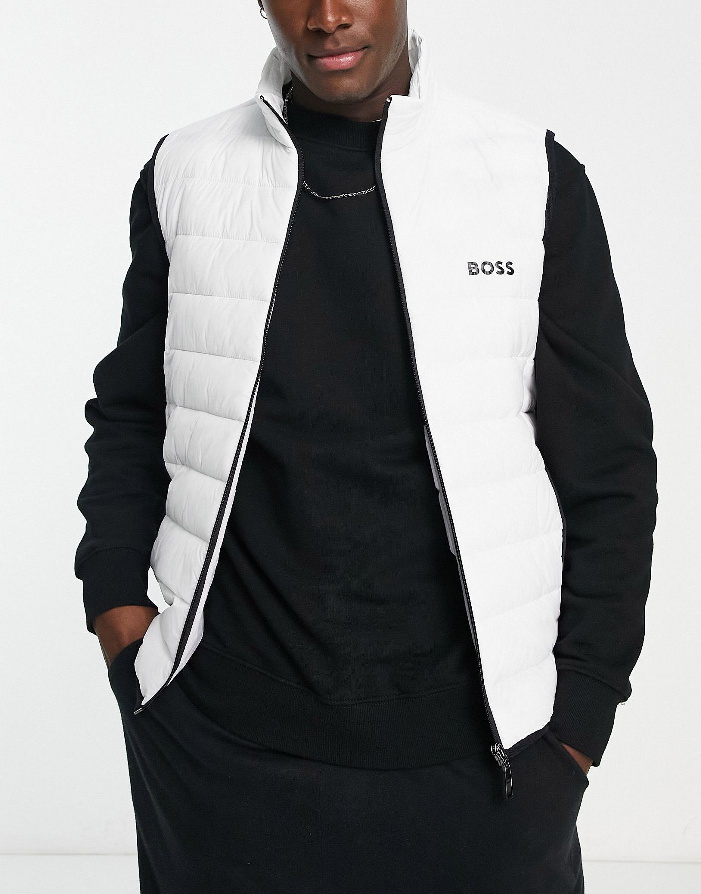 BOSS Athleisure Thor quilted gilet in white
