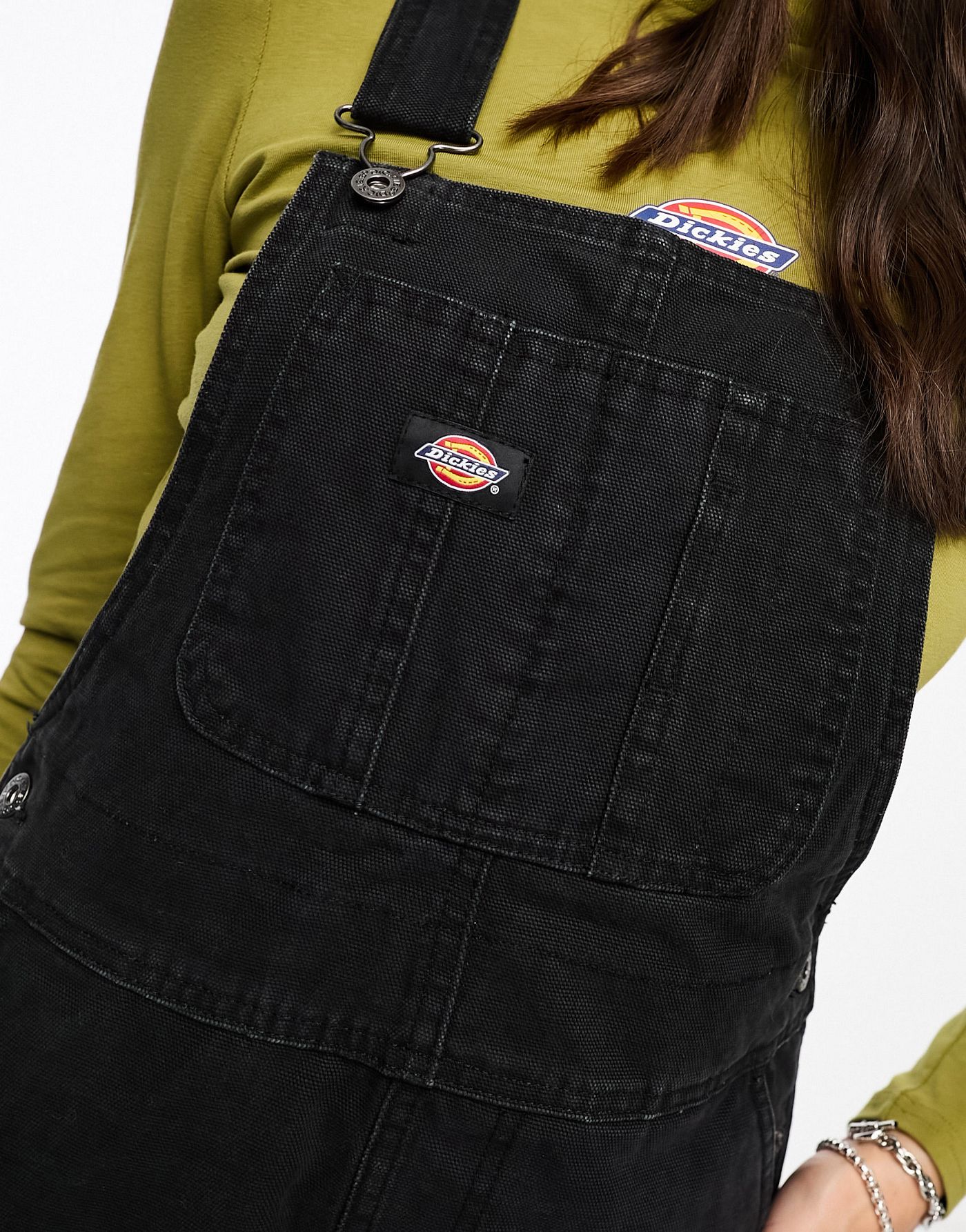 Dickies classic duck canvas dungarees in black