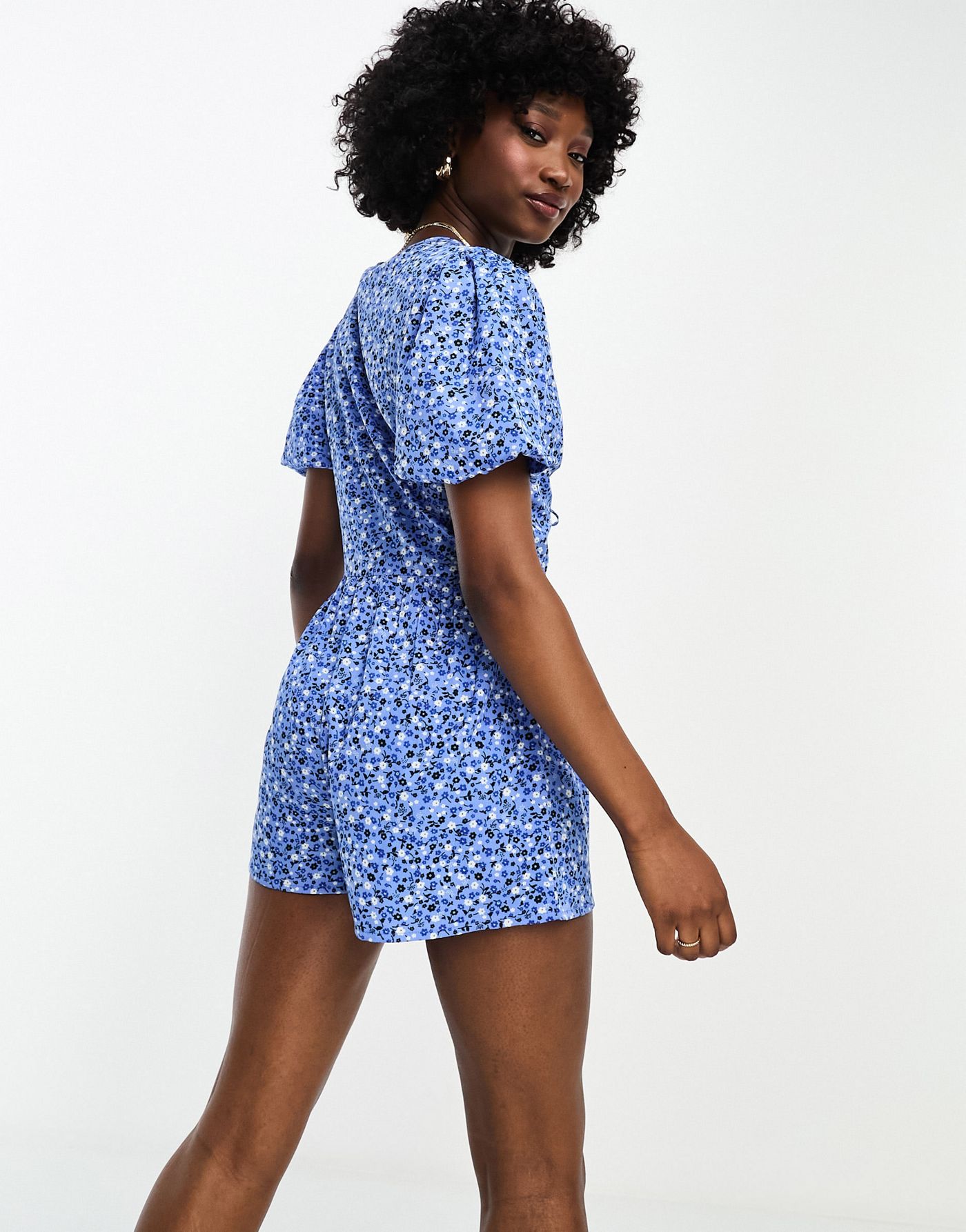 Wednesday's Girl floral print cut-out detail playsuit in blue