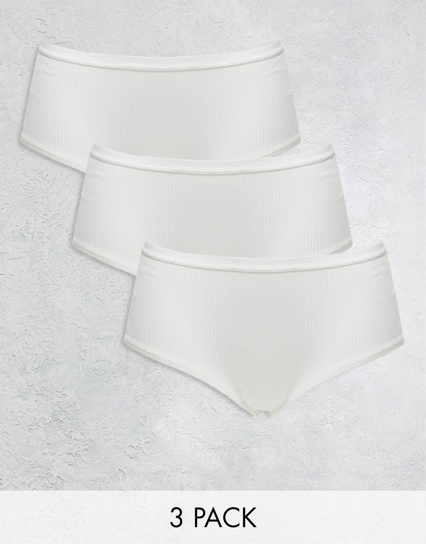 ASOS DESIGN 3 pack ribbed briefs in white