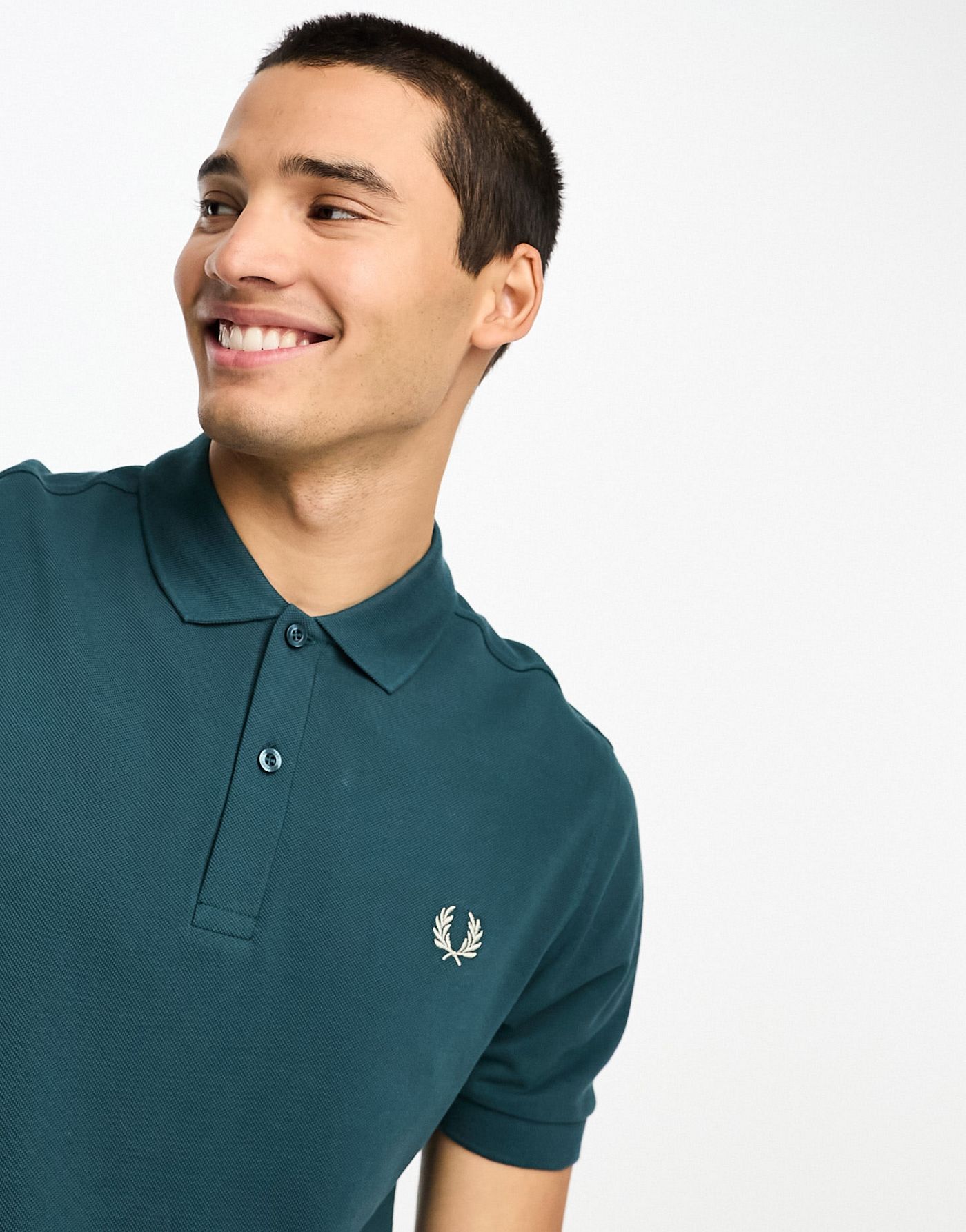 Fred Perry plain polo shirt in petrol blue