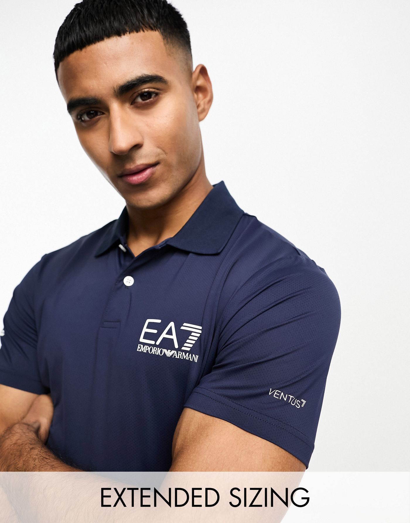 EA7 activewear short sleeve polo shirt in navy