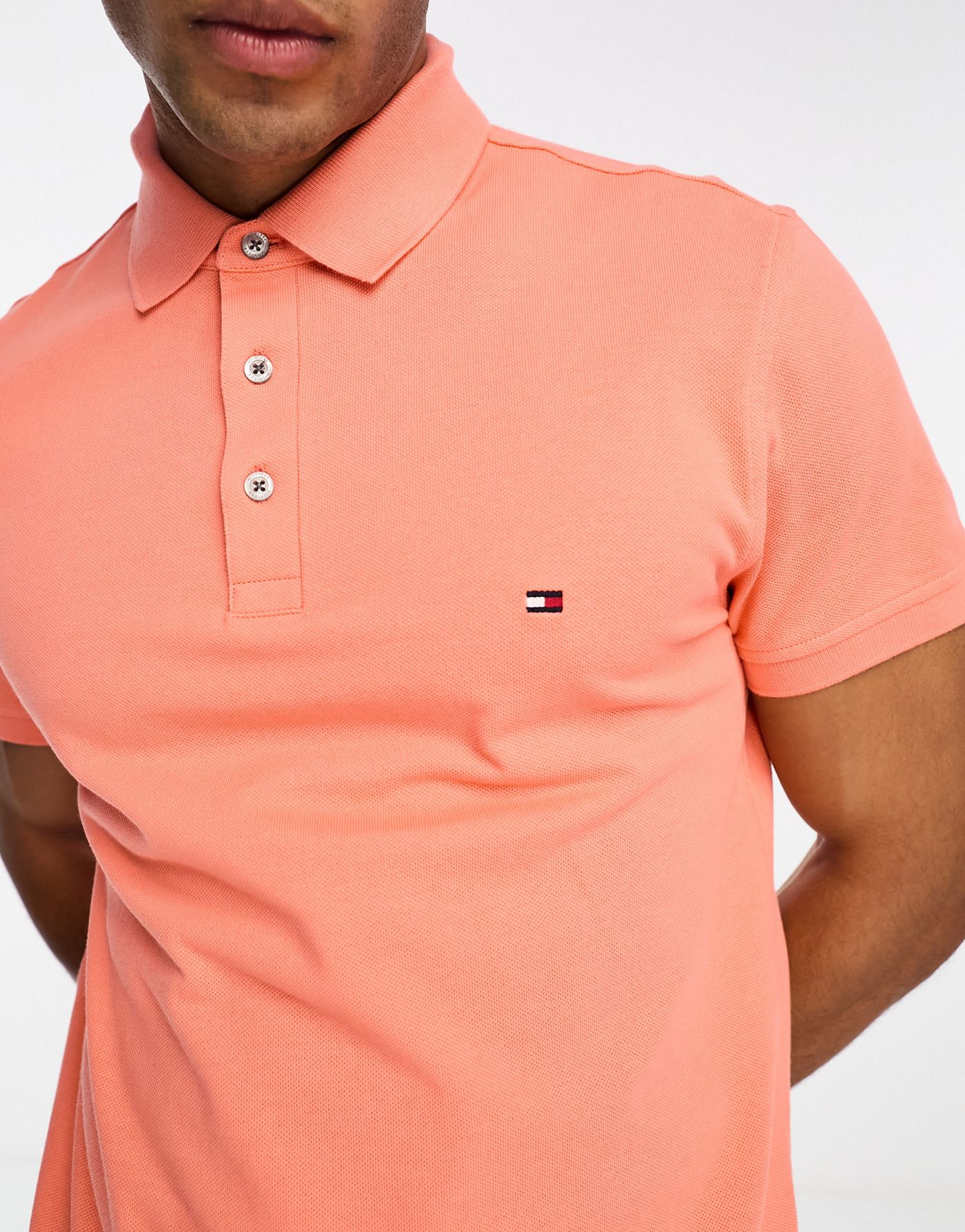 Tommy Hilfiger 1985 slim fit polo top in apricot 