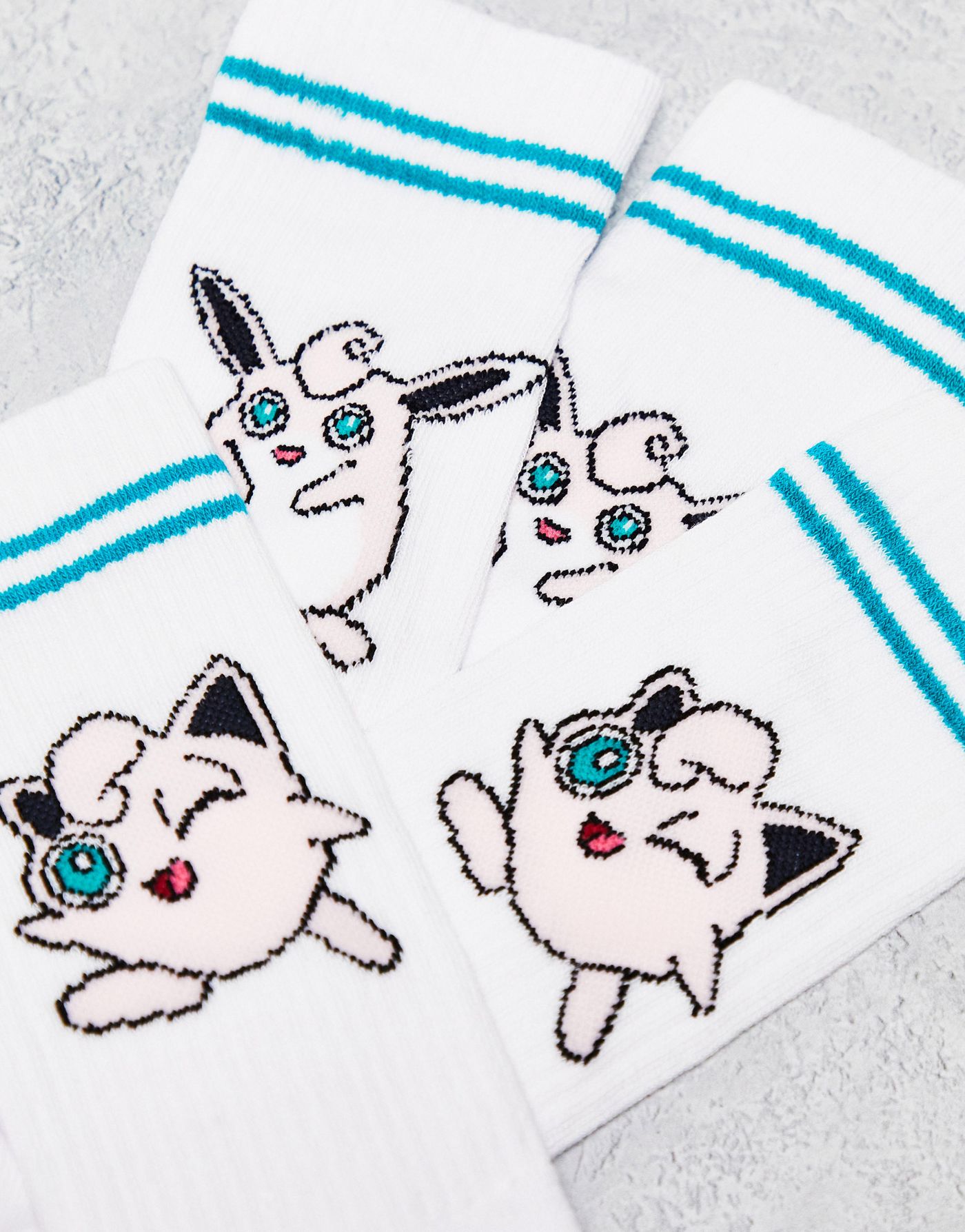 ASOS DESIGN 2 pack Pokémon sport sock with Jigglypuff design