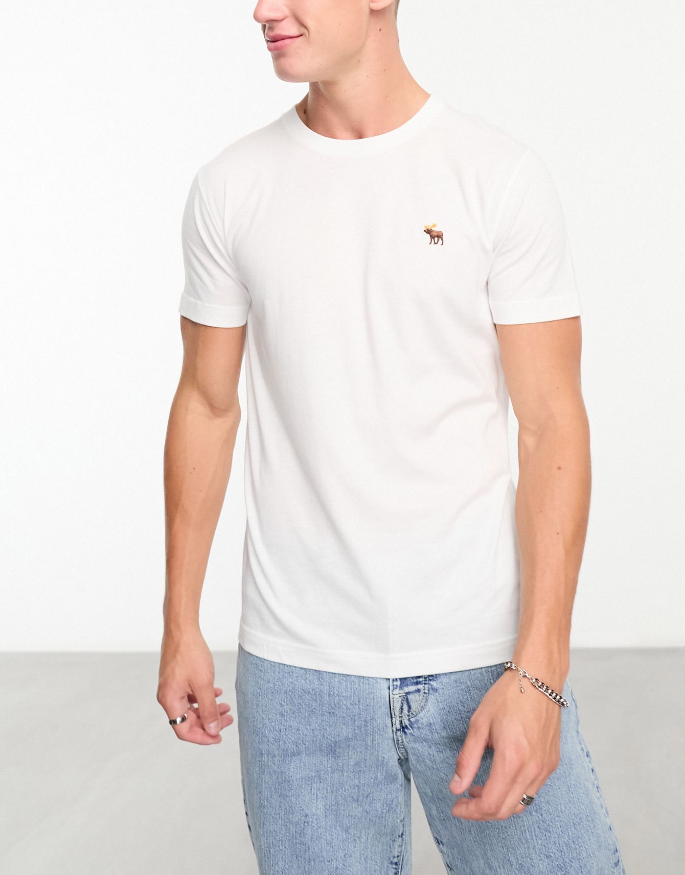 Abercrombie & Fitch 5 pack icon logo relaxed fit t-shirt in neutrals
