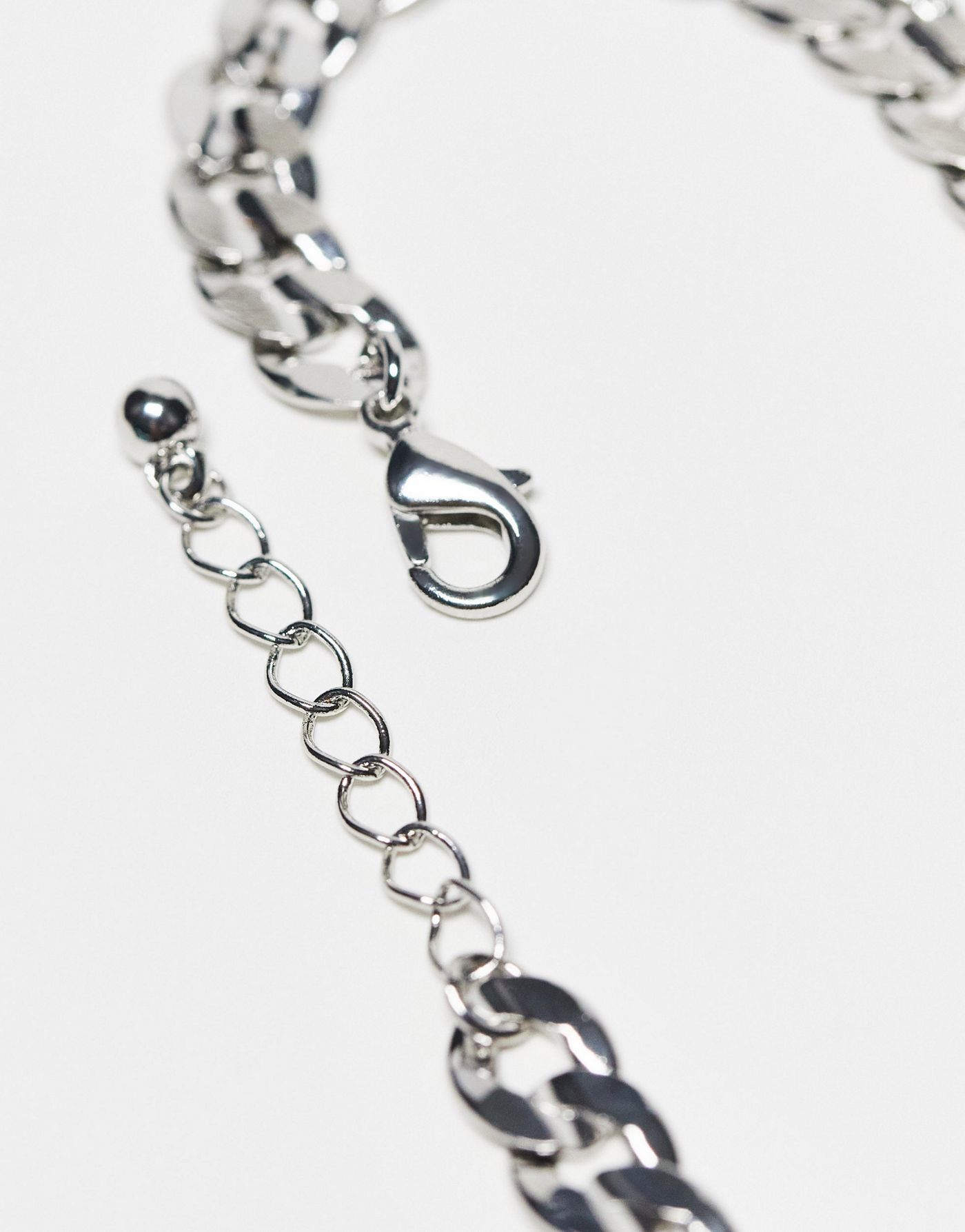 ASOS DESIGN 3 pack curb and flat chain bracelets in silver tone