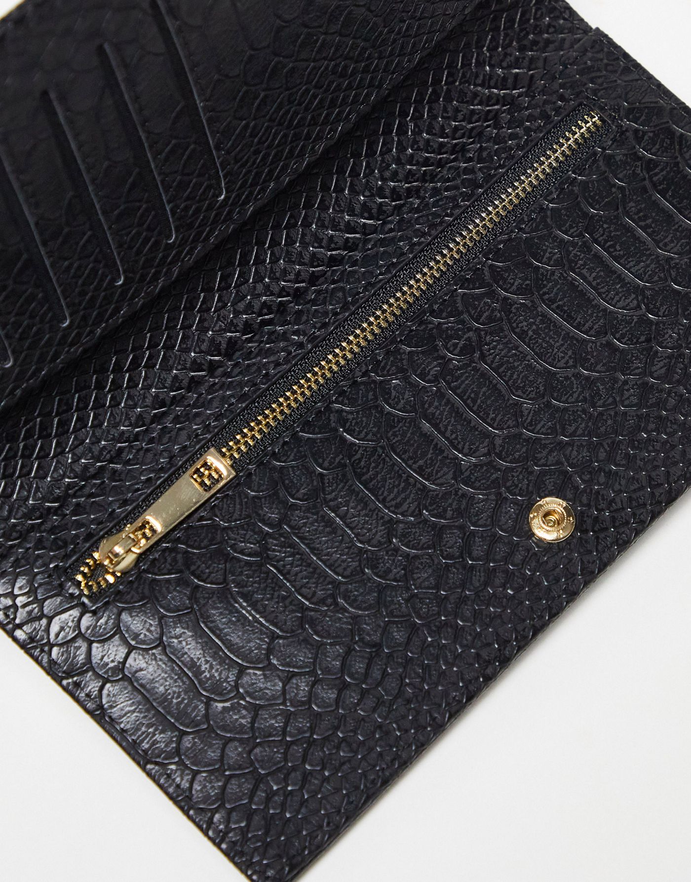 ASOS DESIGN snake effect foldover purse