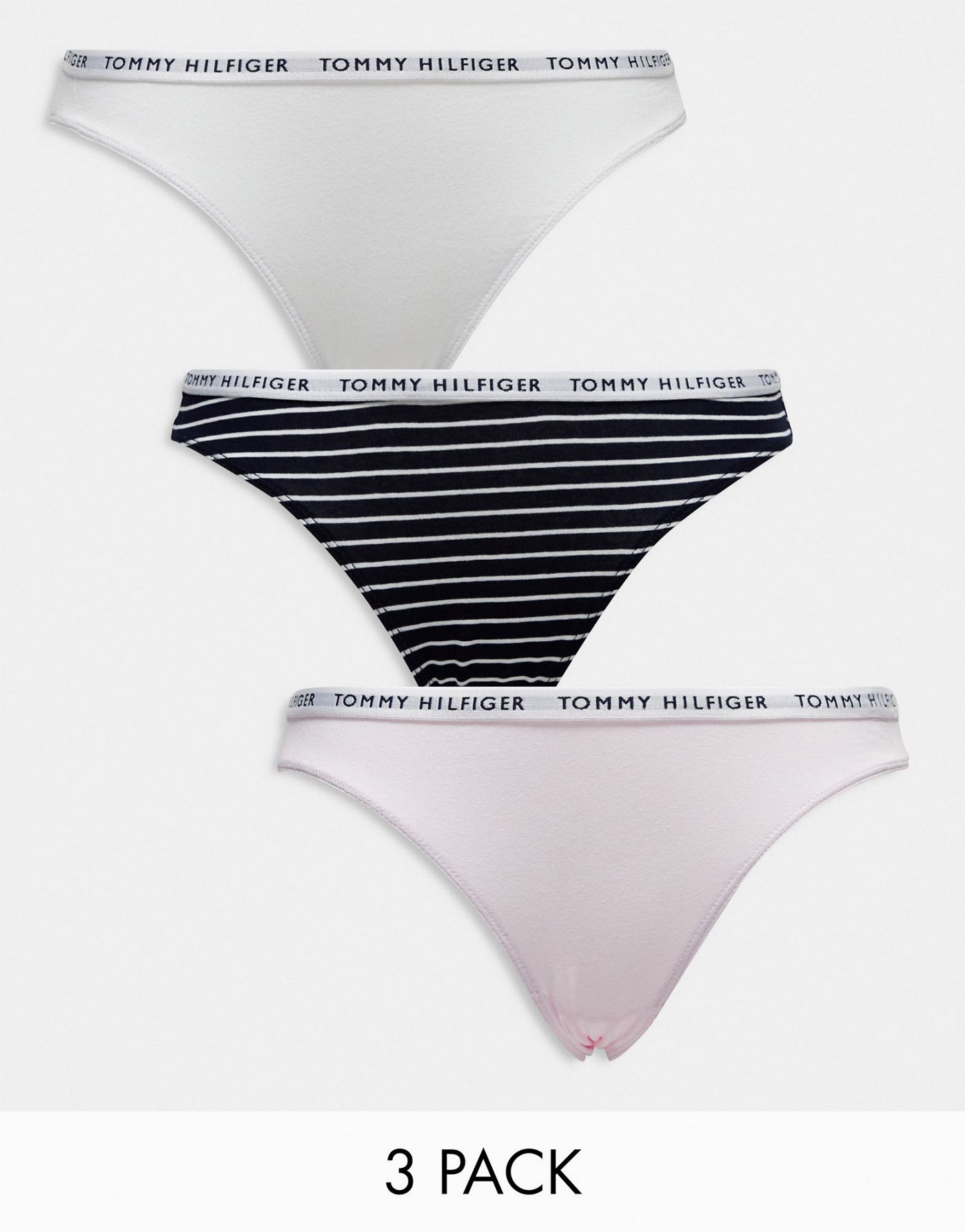 Tommy Hilfiger 3-pack bikini style brief in white, navy and pink