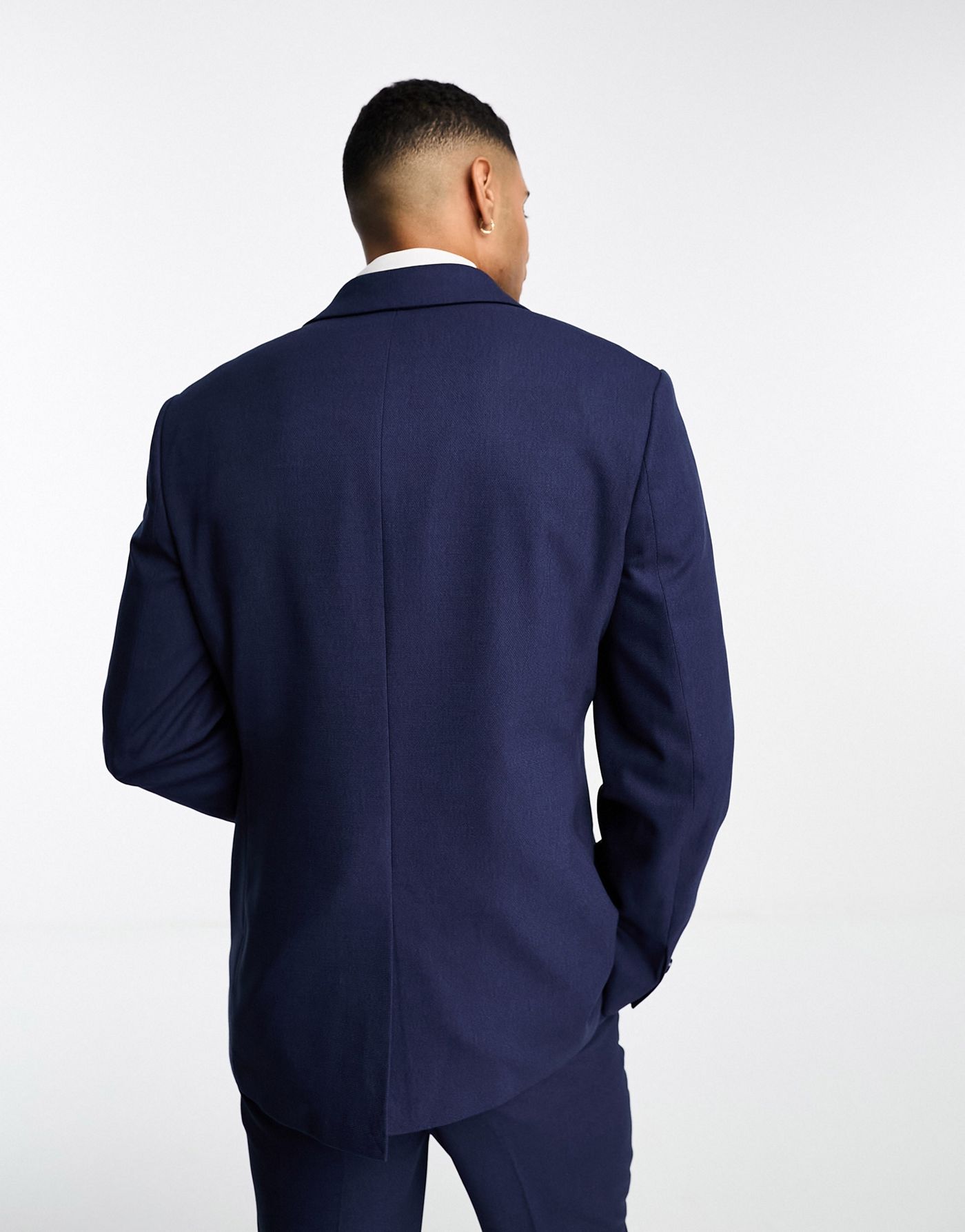 ASOS DESIGN slim suit jacket in navy  in micro texture