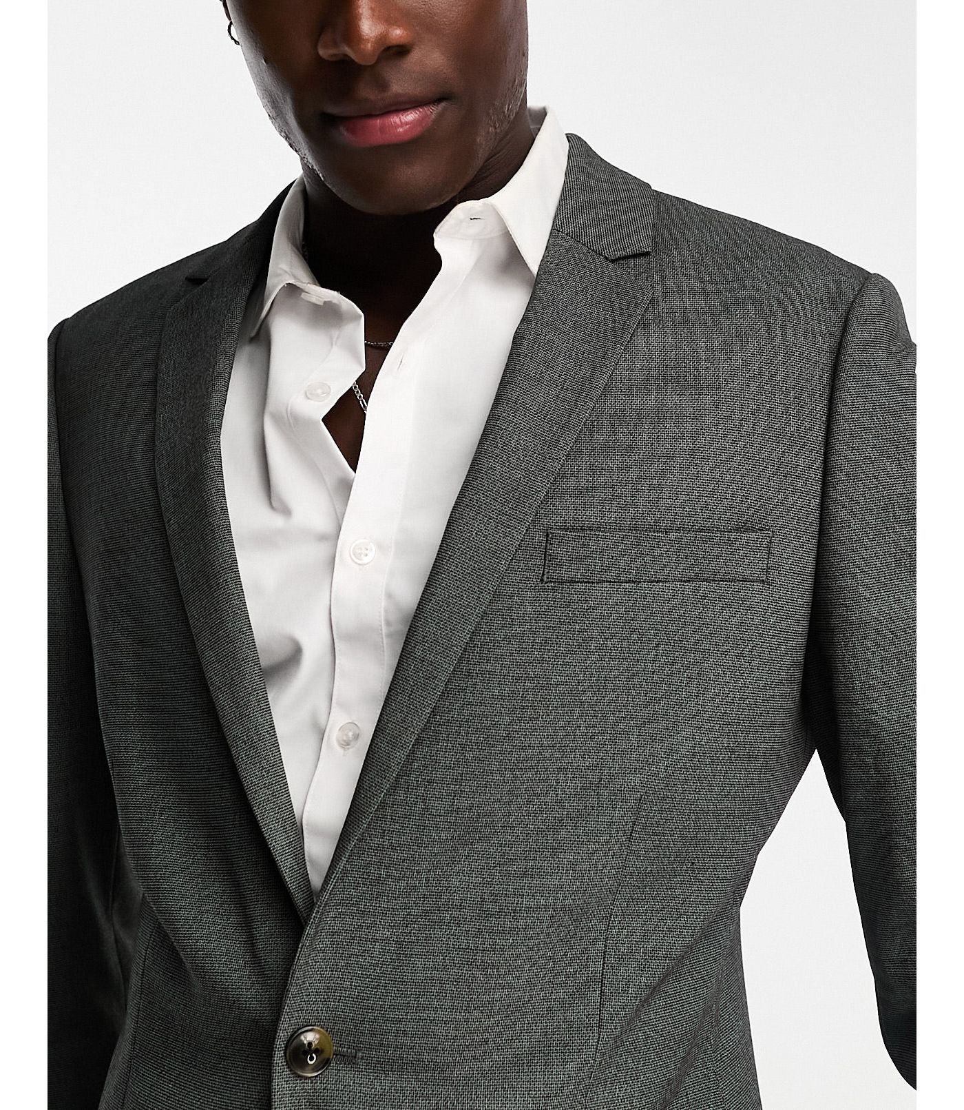 ASOS DESIGN skinny suit jacket in mid grey in micro texture