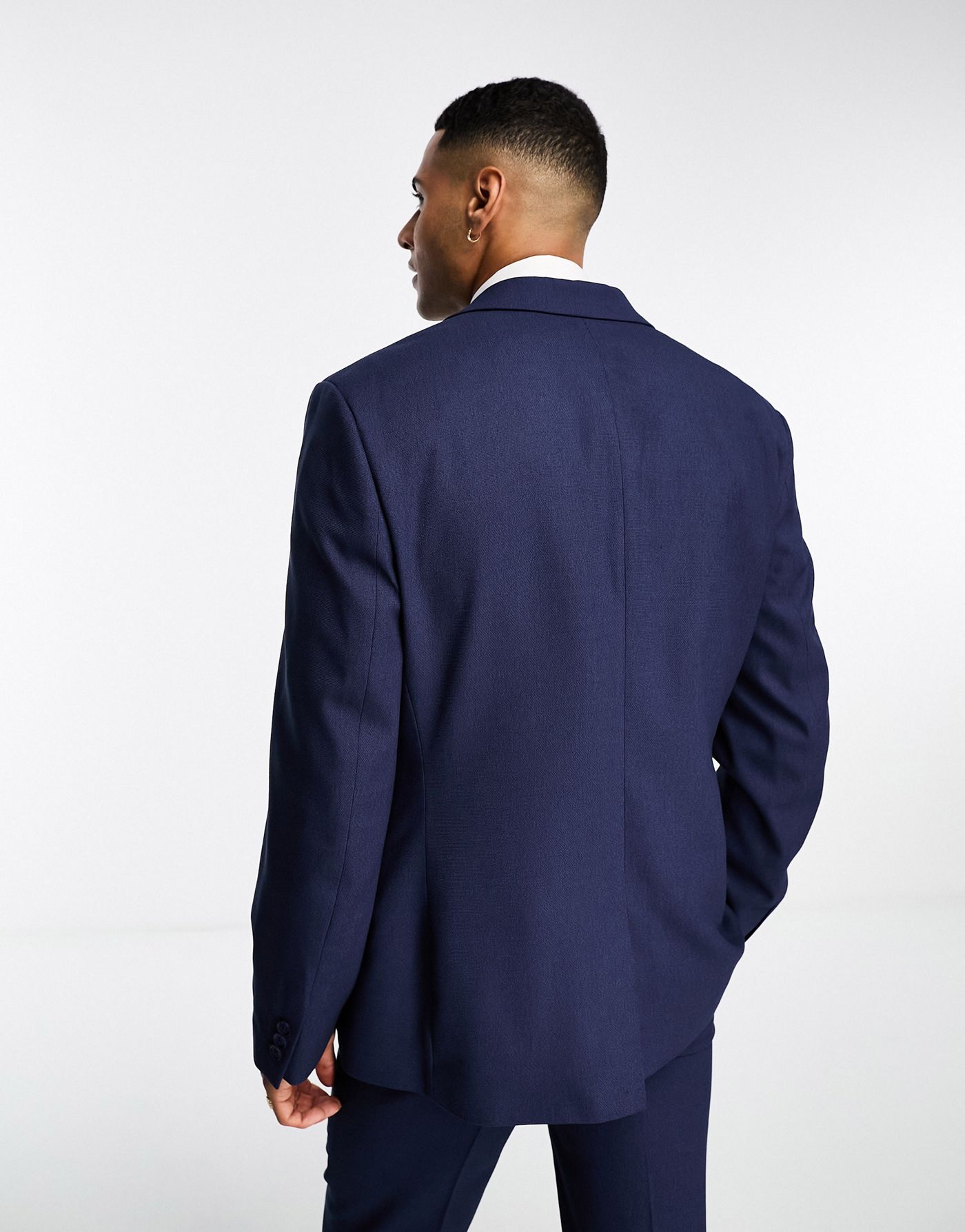 ASOS DESIGN slim suit jacket in navy in micro texture