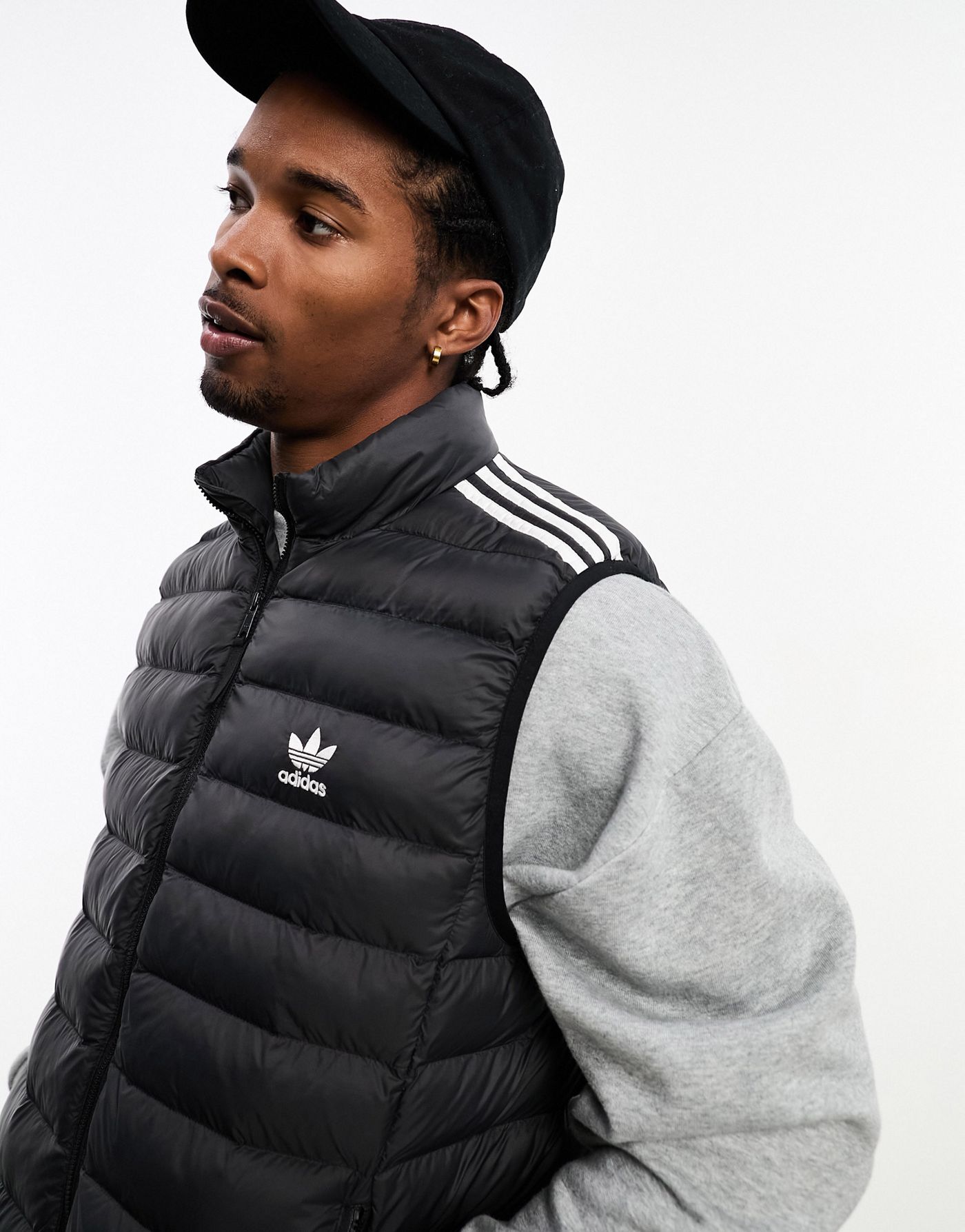 adidas Originals 3 stripe padded gilet in black