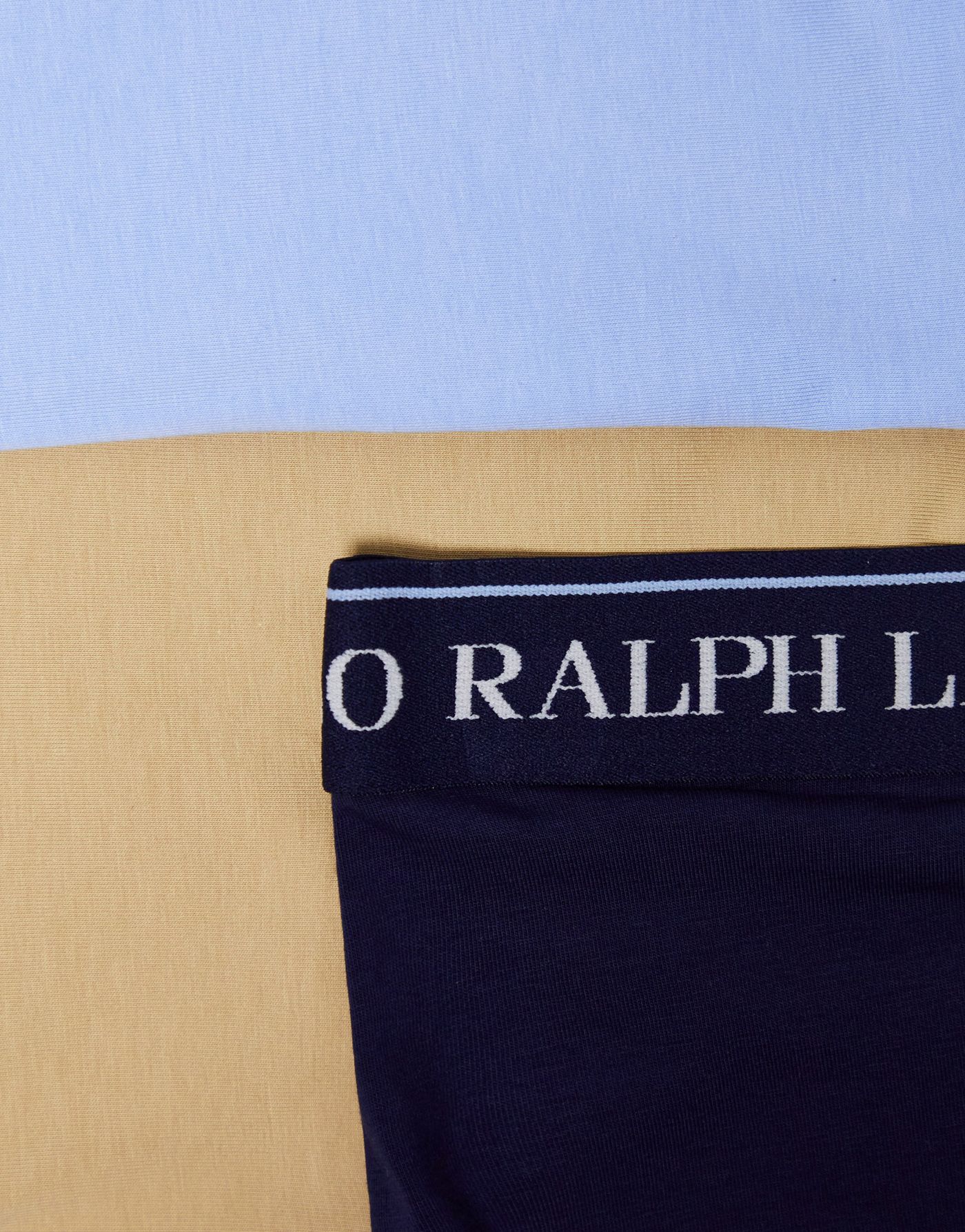 Polo Ralph Lauren 3 pack trunks in navy tan and blue with logo