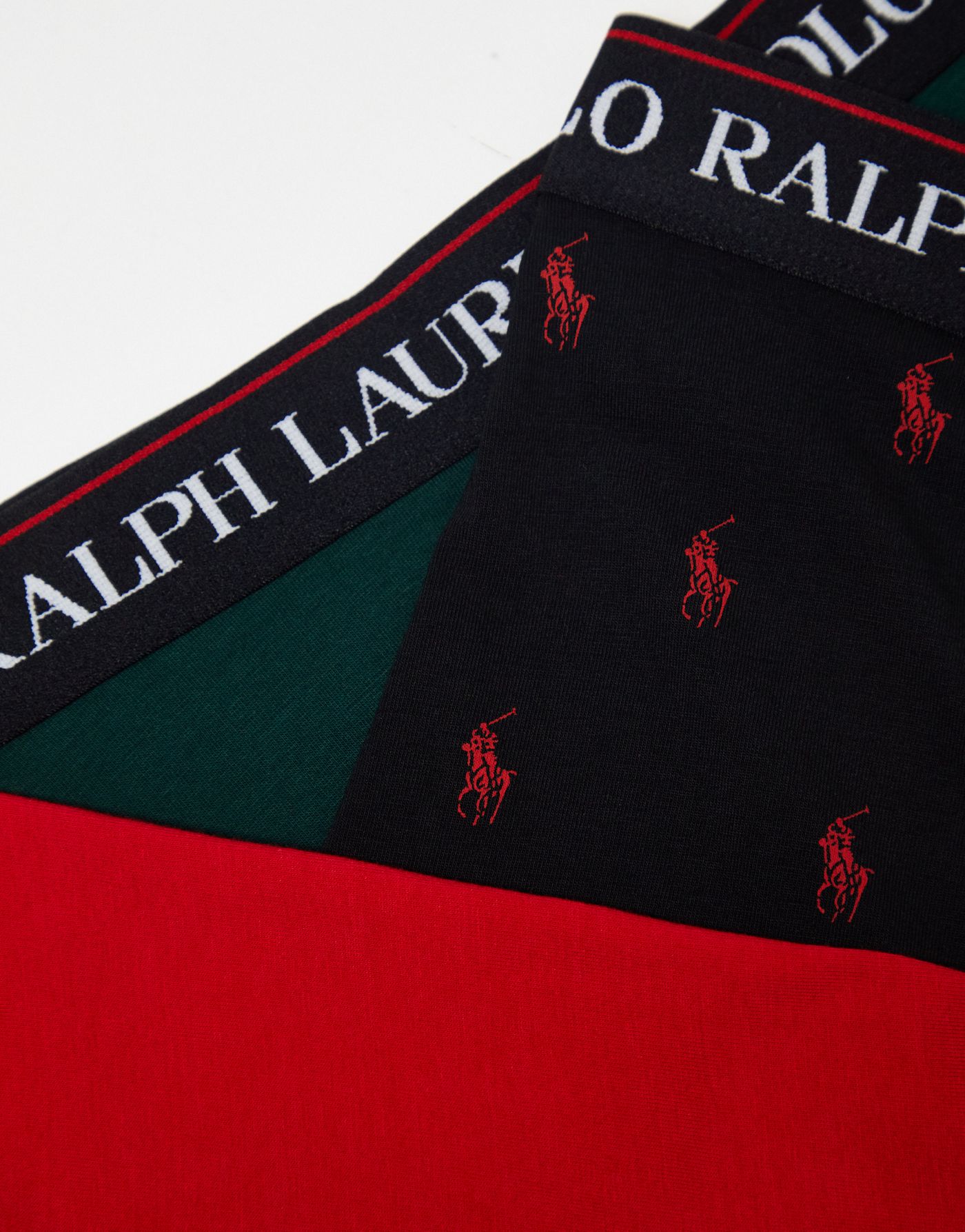 Polo Ralph Lauren 3 pack trunks red green black with all over pony logo