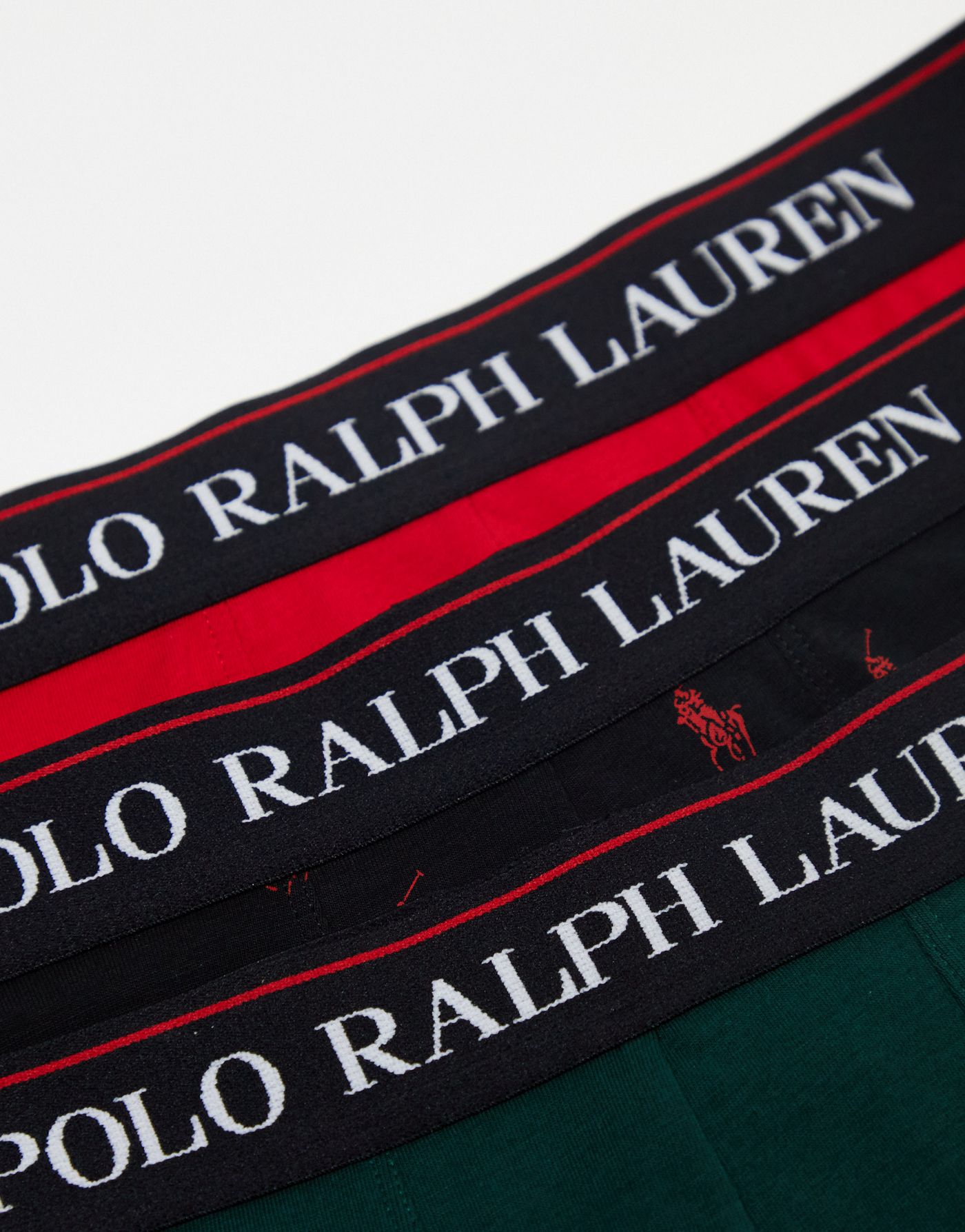 Polo Ralph Lauren 3 pack trunks red green black with all over pony logo