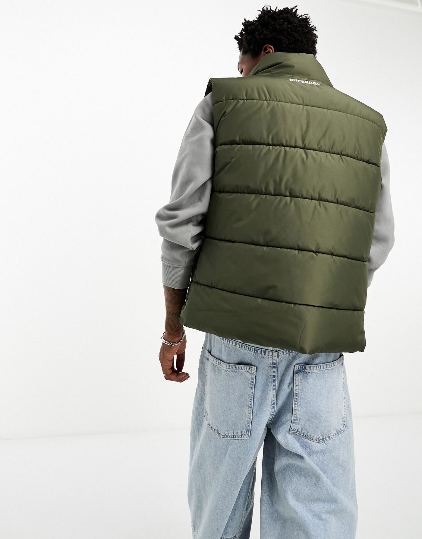 Superdry sports puffer gilet in dark green