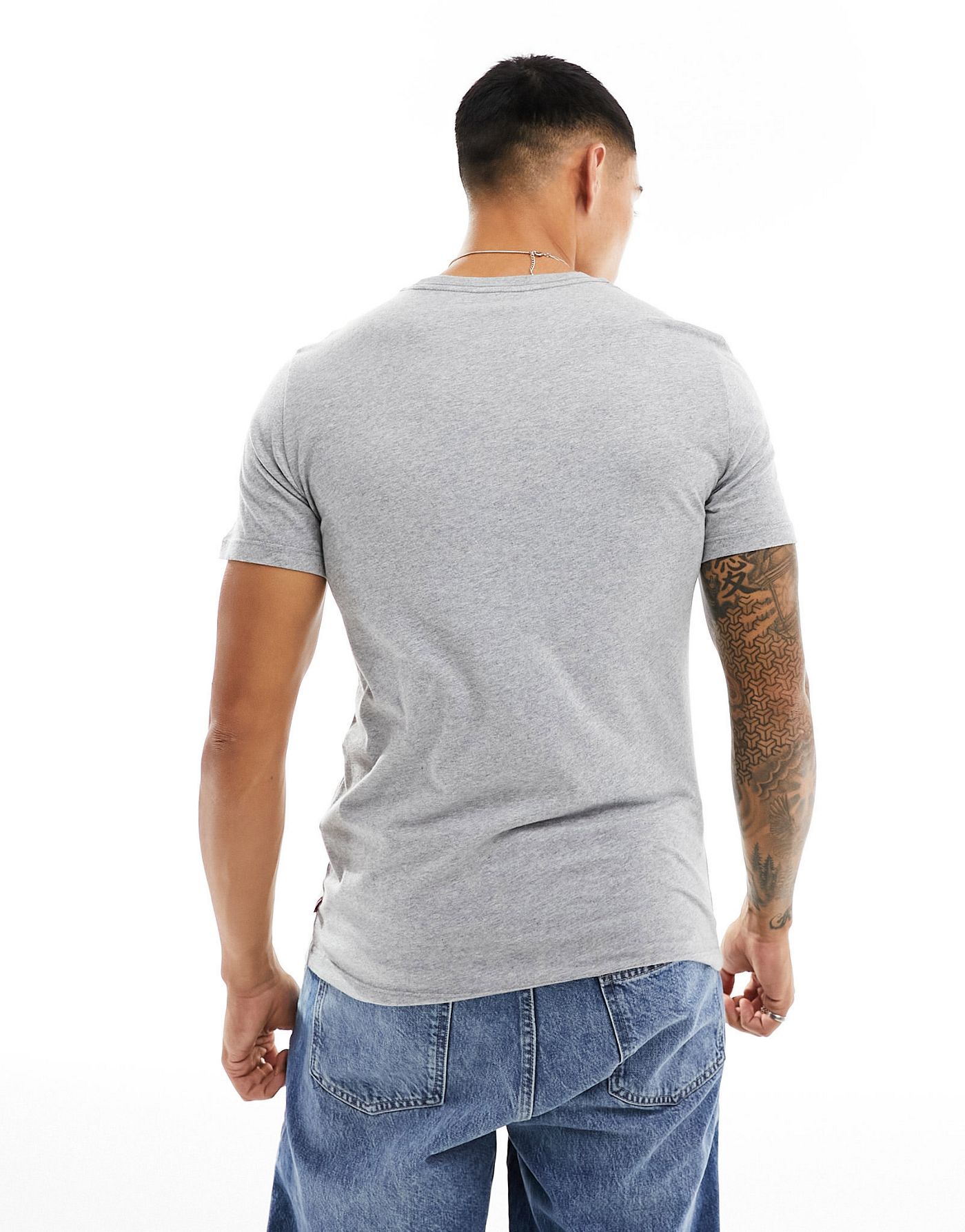 Levi's 2 pack crewneck batwing logo t-shirt in white & grey marl