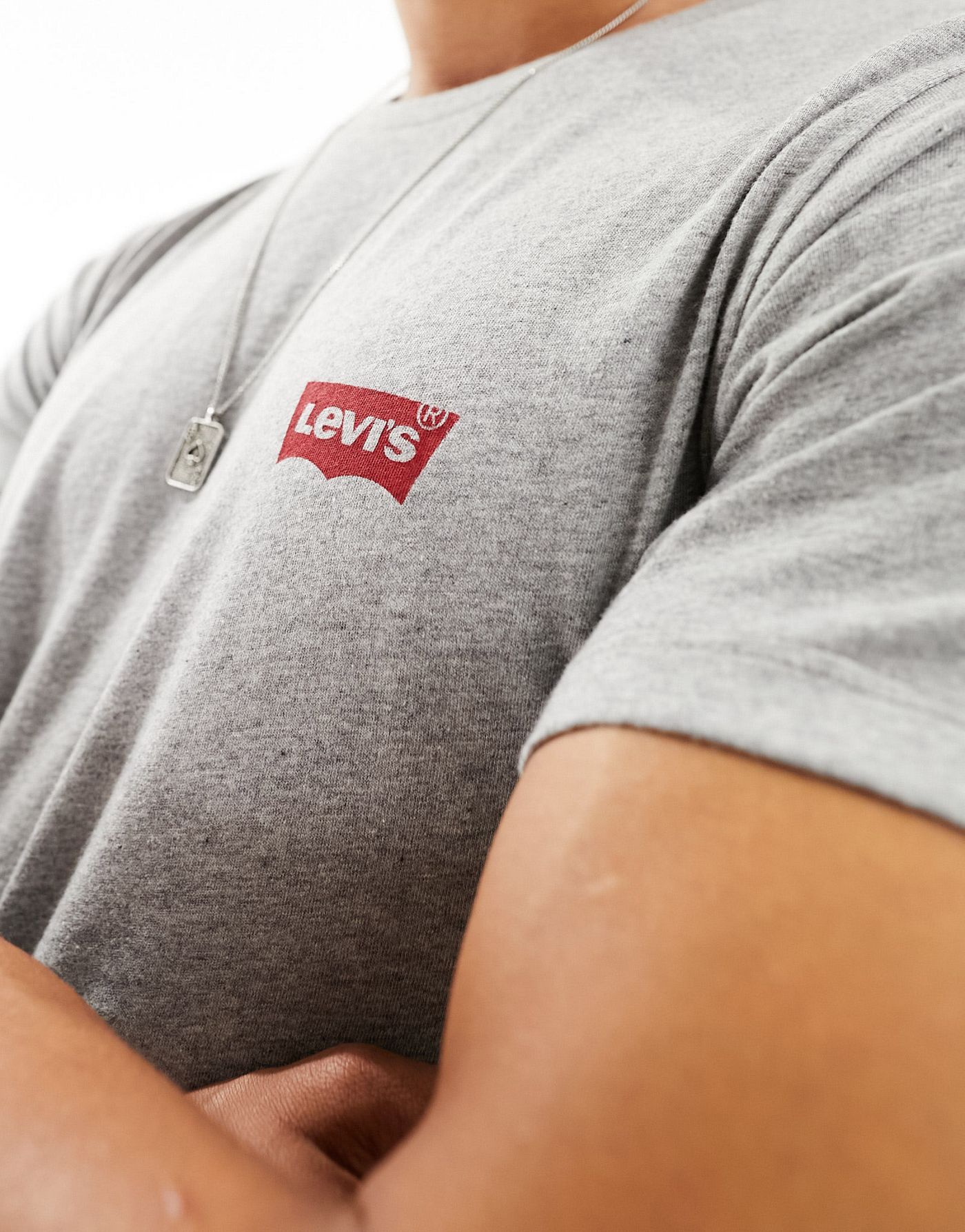 Levi's 2 pack crewneck batwing logo t-shirt in white & grey marl