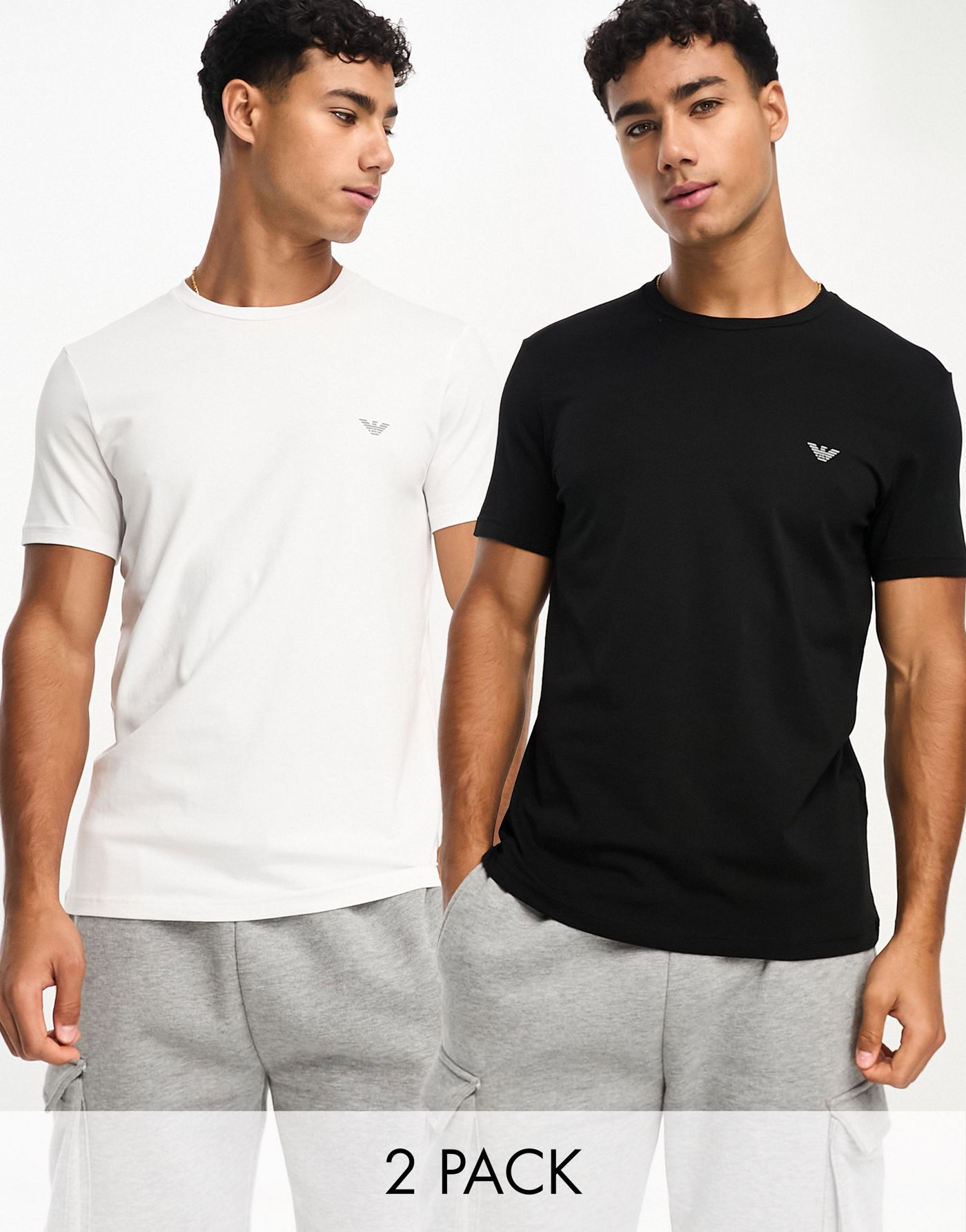 Emporio Armani Bodywear 2 pack t-shirts in black and white